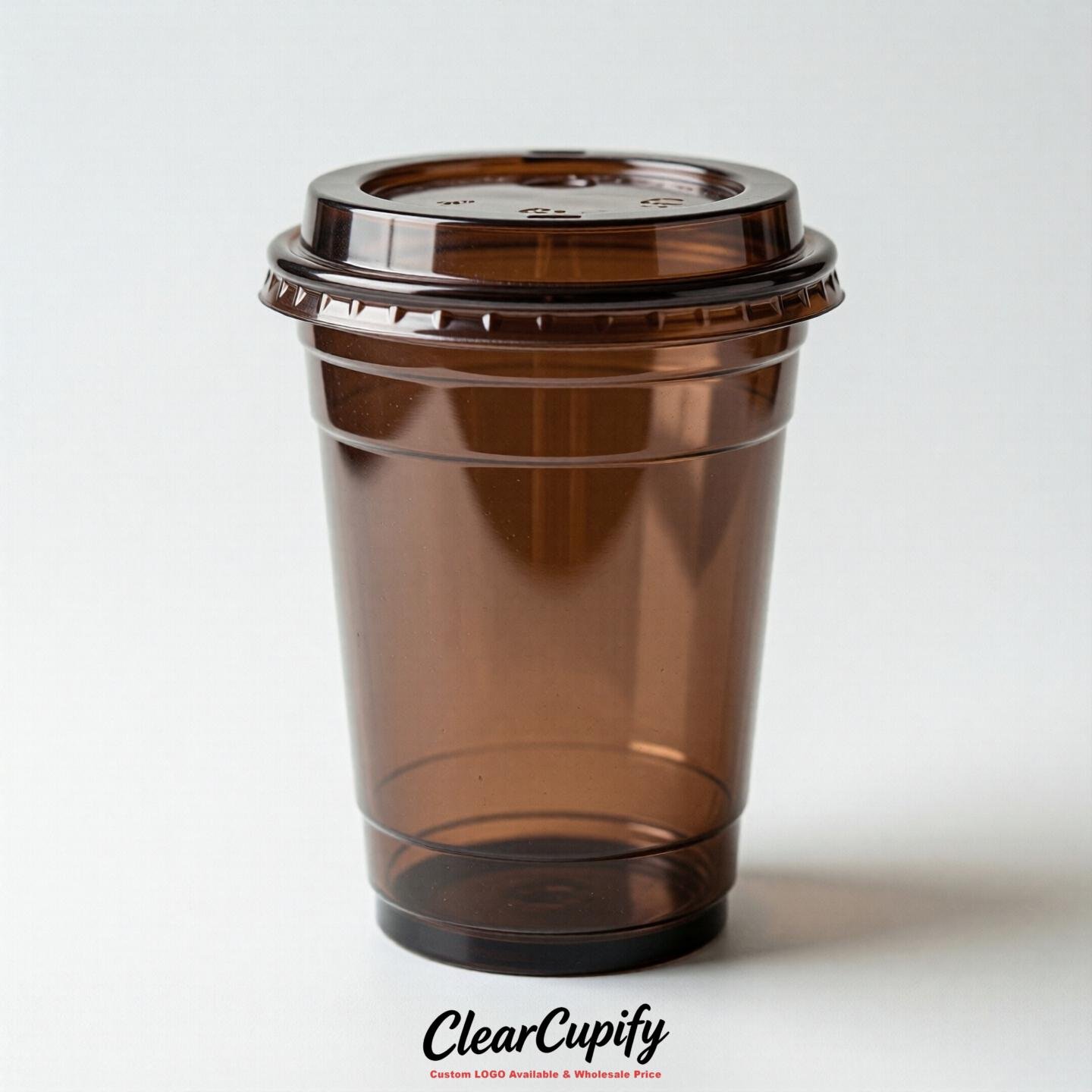 Blank Translucent Chocolate Clear Plastic Cups with Lids - Choice of PET/PP/PLA