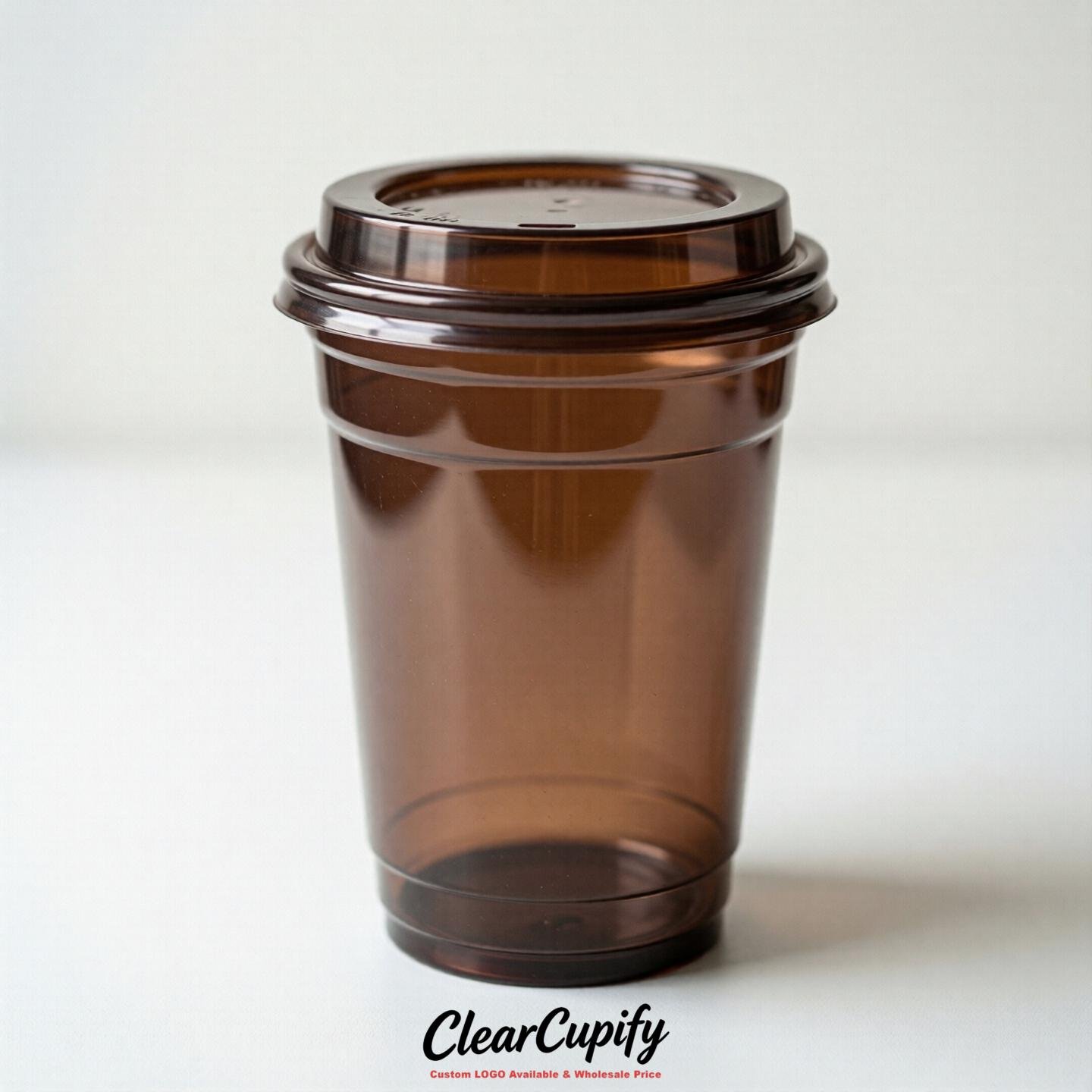 Blank Translucent Chocolate Clear Plastic Cups with Lids - Choice of PET/PP/PLA