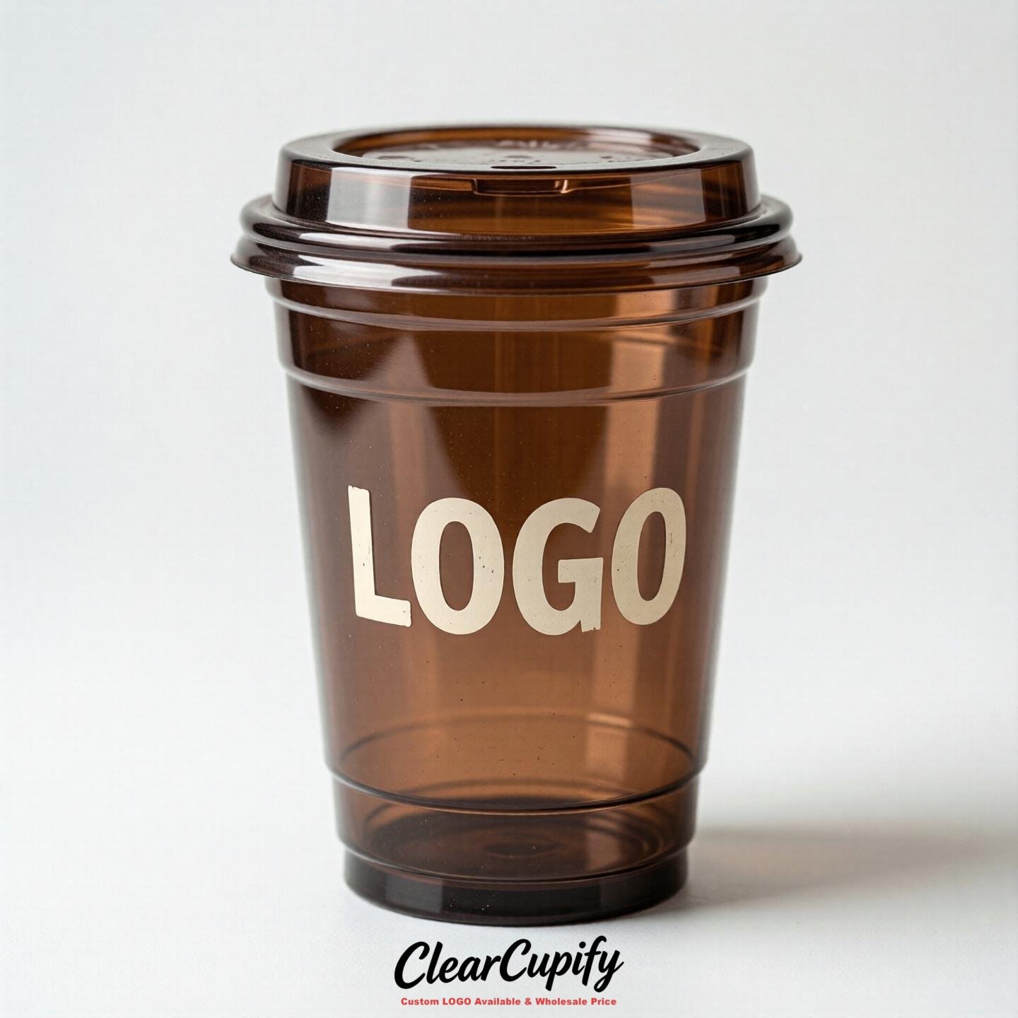 Chocolate Clear Plastic Cups with Custom Logo 12oz / 16oz / 20oz / 24oz / 32oz