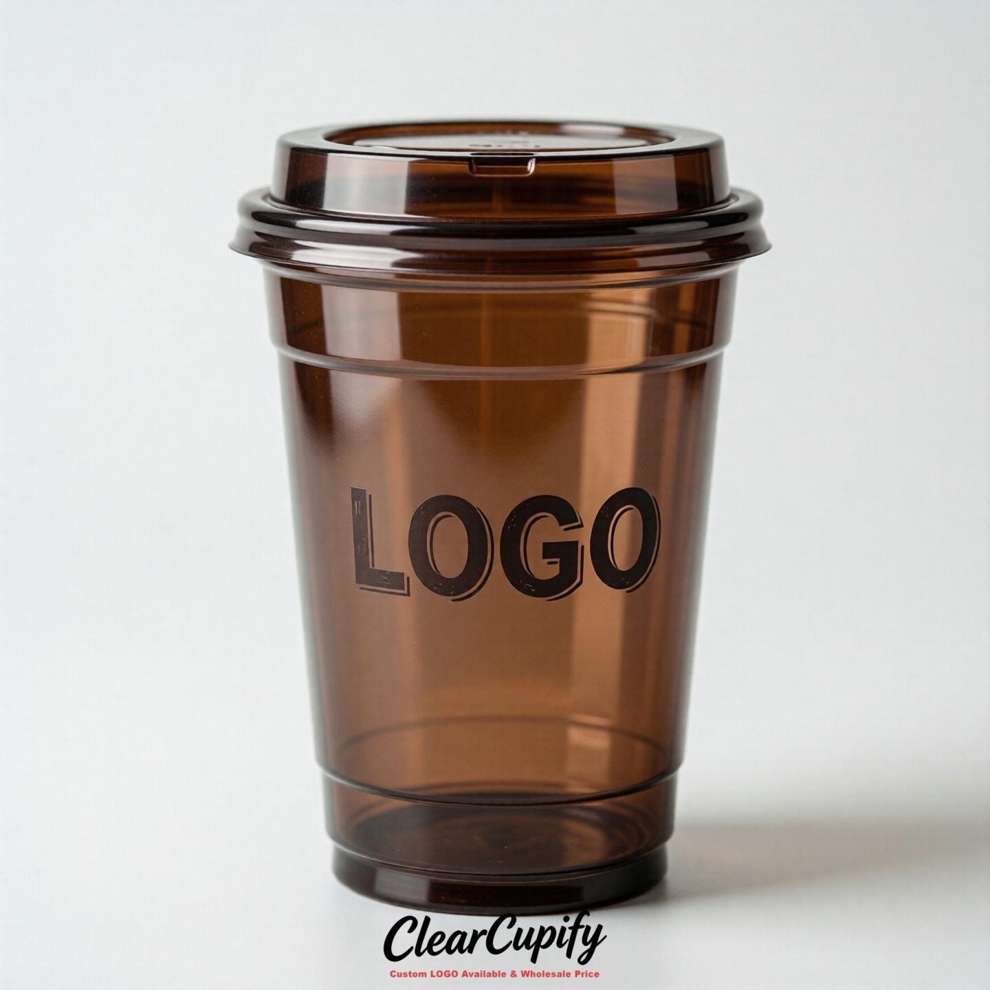 Chocolate Clear Plastic Cups with Custom Logo 12oz / 16oz / 20oz / 24oz / 32oz