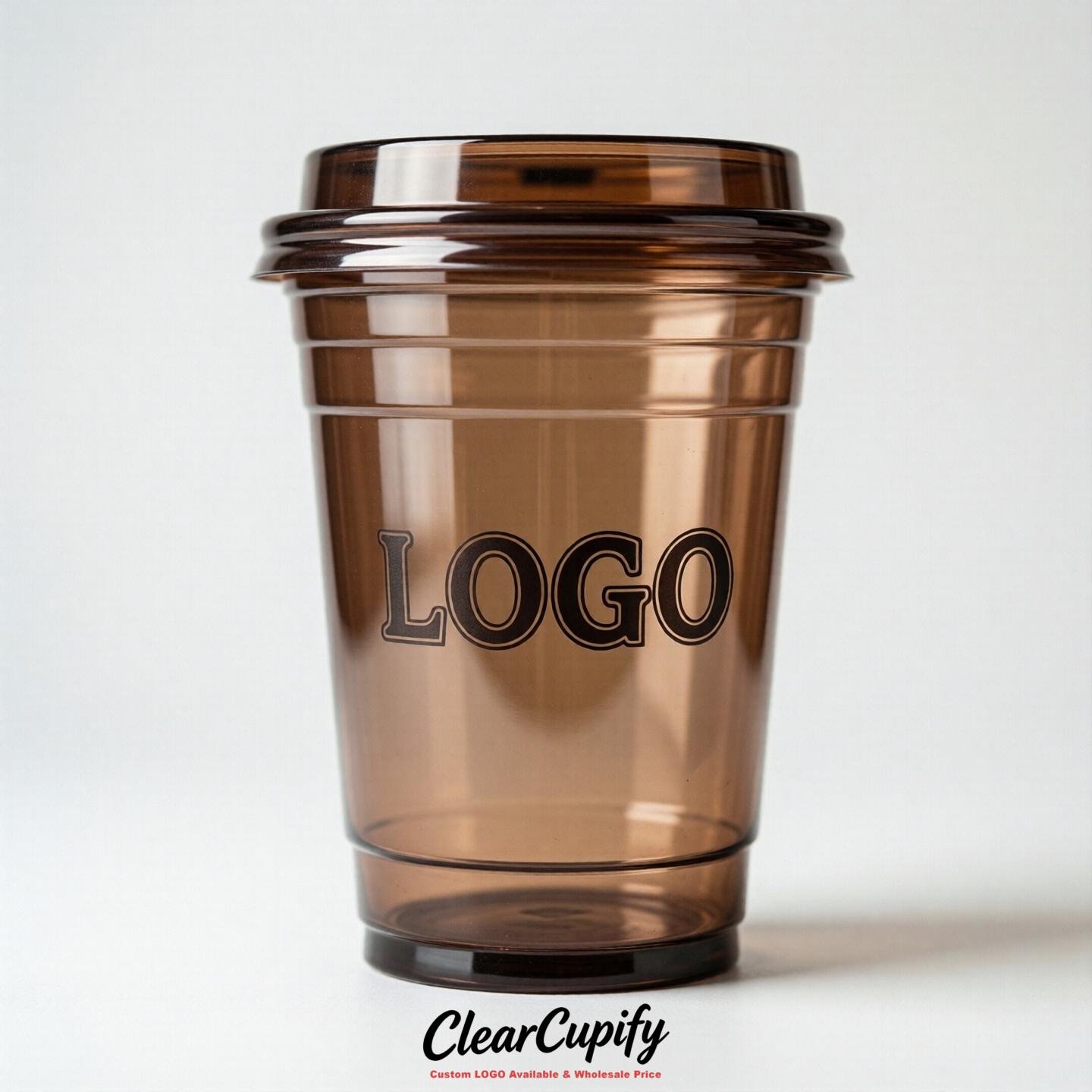 Chocolate Clear Plastic Cups with Custom Logo 12oz / 16oz / 20oz / 24oz / 32oz
