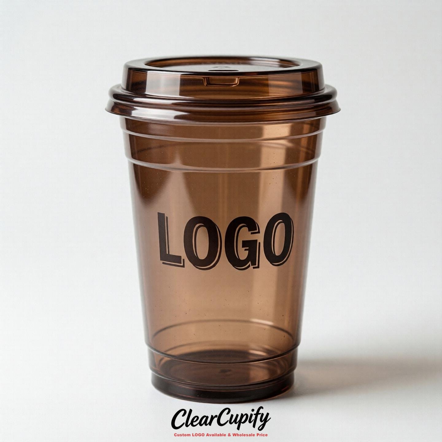 Chocolate Clear Plastic Cups with Custom Logo 12oz / 16oz / 20oz / 24oz / 32oz