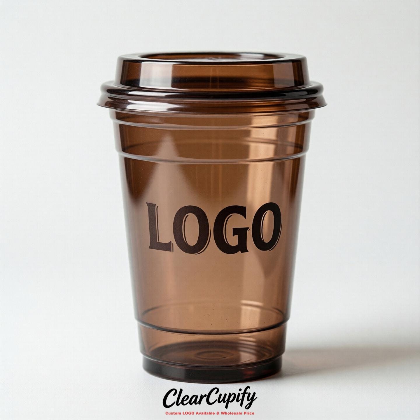 Chocolate Clear Plastic Cups with Custom Logo 12oz / 16oz / 20oz / 24oz / 32oz