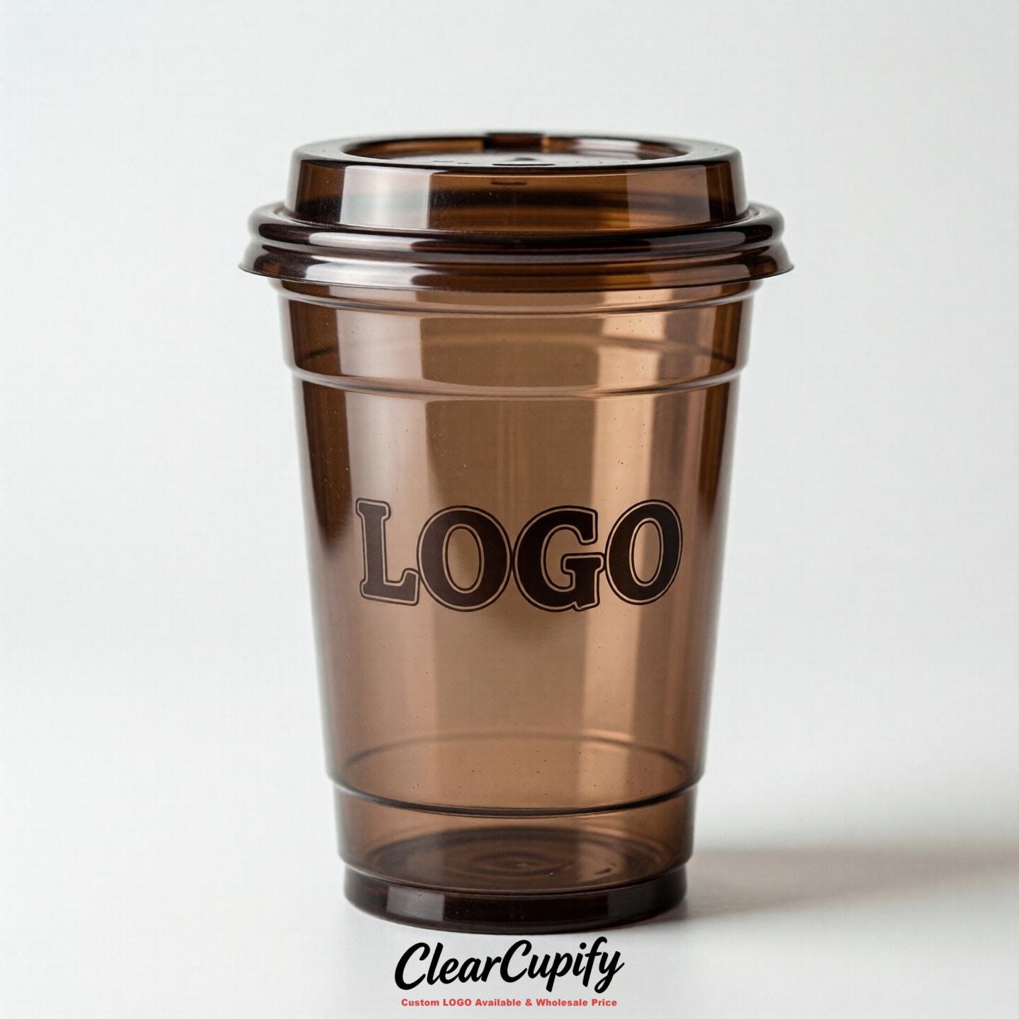 Chocolate Clear Plastic Cups with Custom Logo 12oz / 16oz / 20oz / 24oz / 32oz