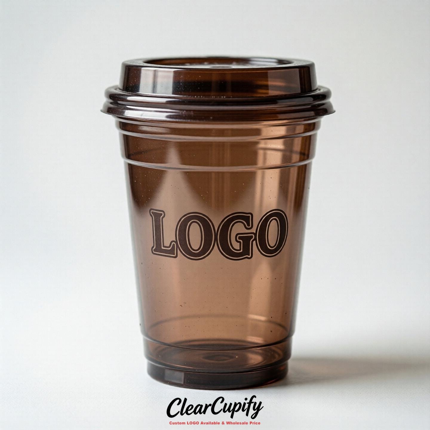 Chocolate Clear Plastic Cups with Custom Logo 12oz / 16oz / 20oz / 24oz / 32oz