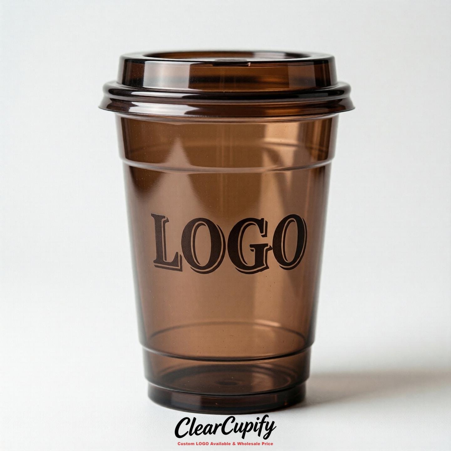 Chocolate Clear Plastic Cups with Custom Logo 12oz / 16oz / 20oz / 24oz / 32oz