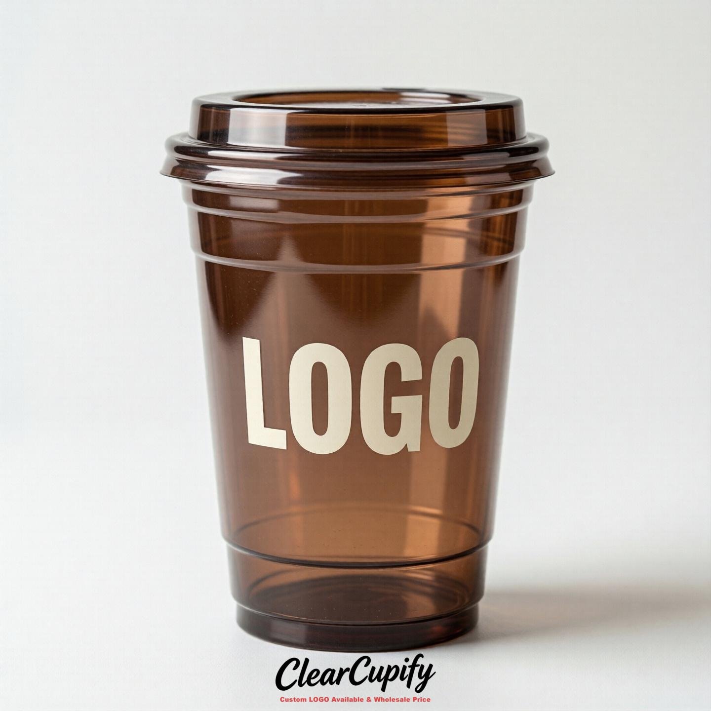 Chocolate Clear Plastic Cups with Custom Logo 12oz / 16oz / 20oz / 24oz / 32oz