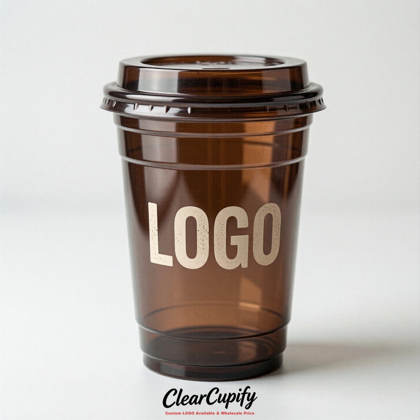 Chocolate Clear Plastic Cups with Custom Logo 12oz / 16oz / 20oz / 24oz / 32oz