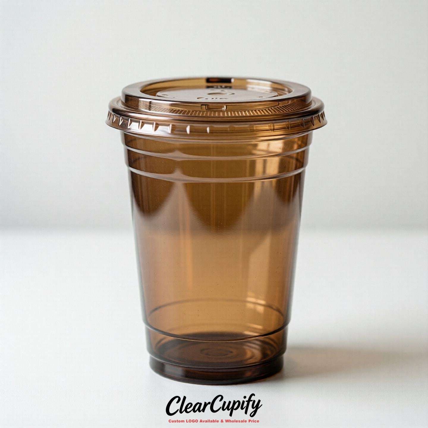 Blank Translucent Coffee Clear Plastic Cups with Lids - Choice of PET/PP/PLA