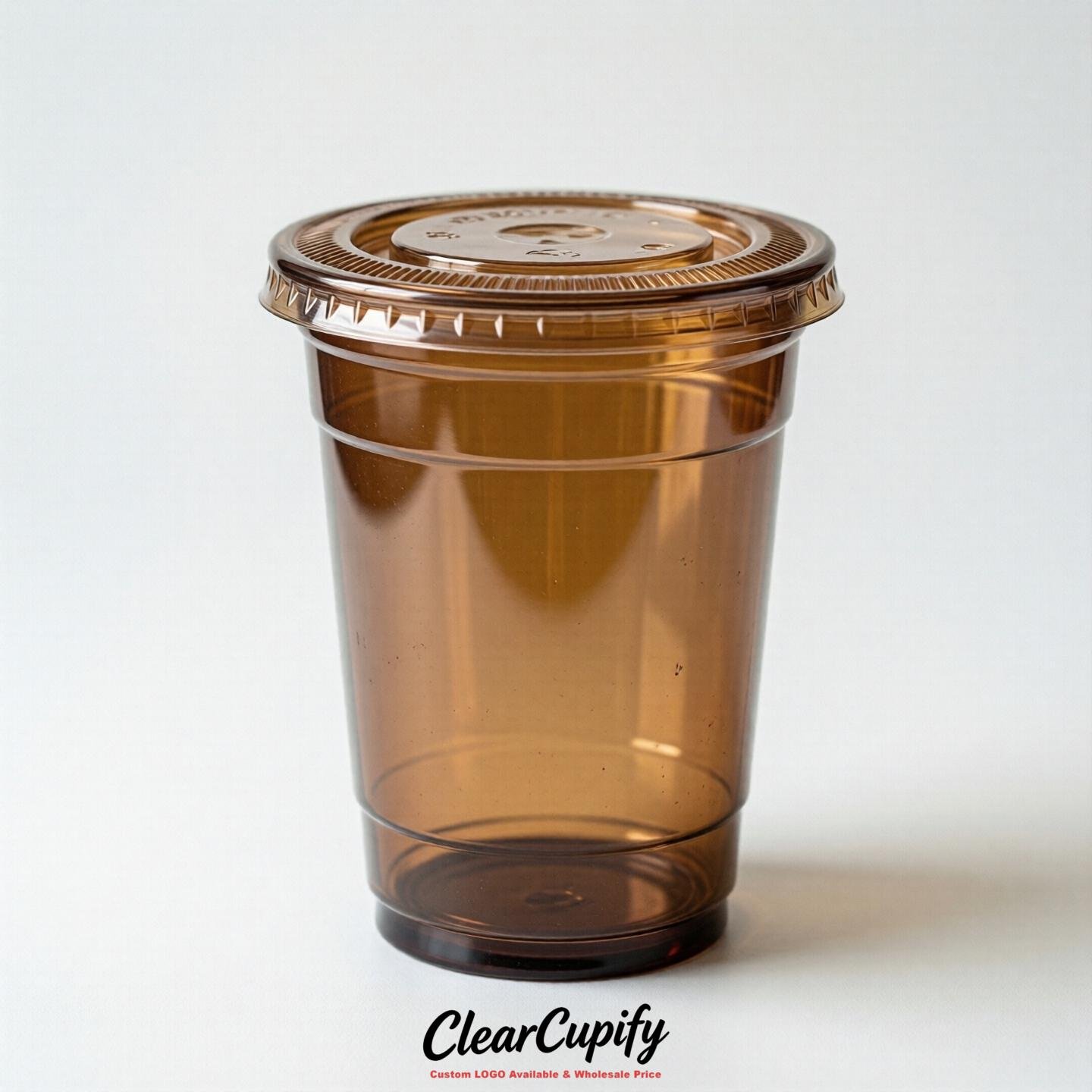 Blank Translucent Coffee Clear Plastic Cups with Lids - Choice of PET/PP/PLA