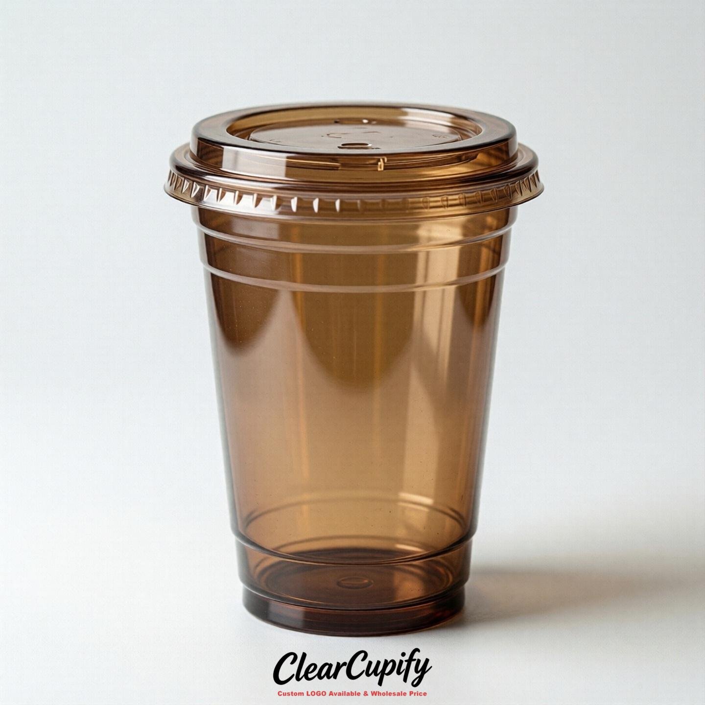 Blank Translucent Coffee Clear Plastic Cups with Lids - Choice of PET/PP/PLA