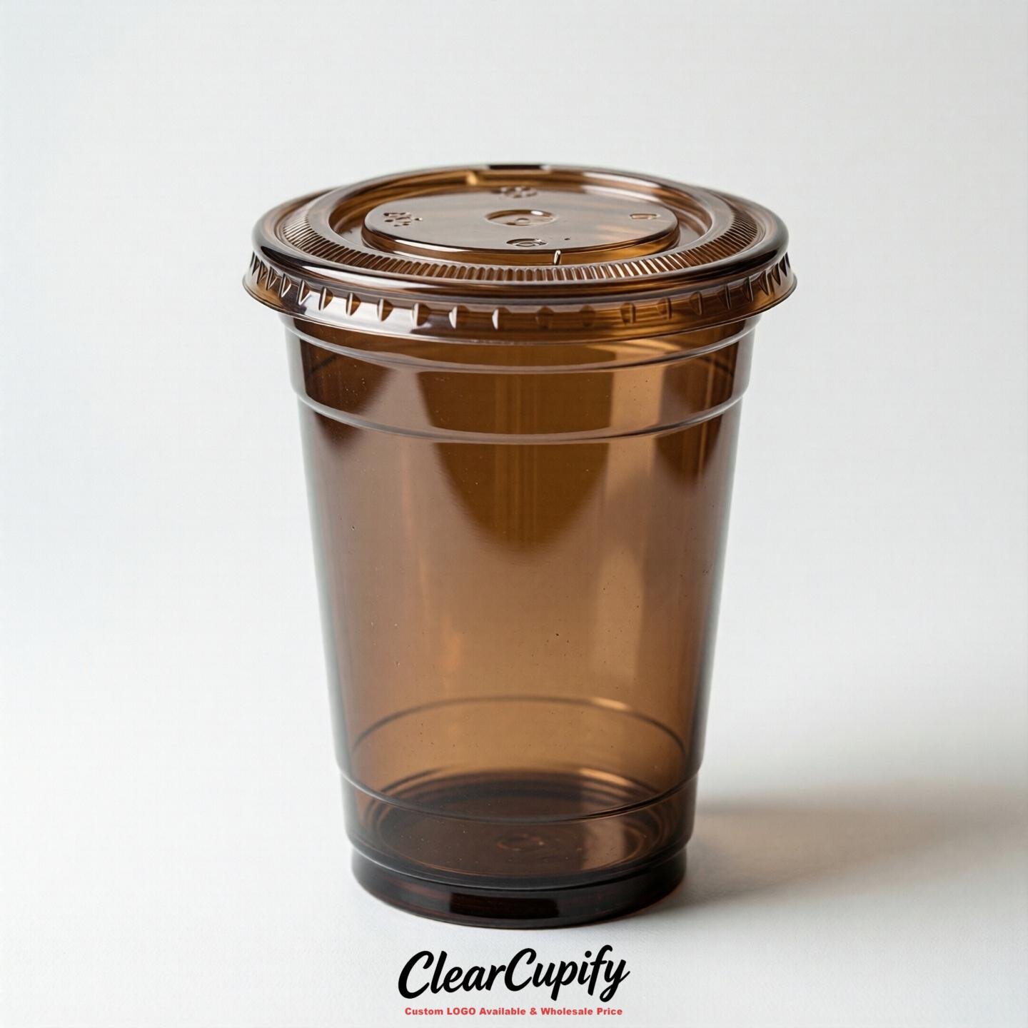 Blank Translucent Coffee Clear Plastic Cups with Lids - Choice of PET/PP/PLA