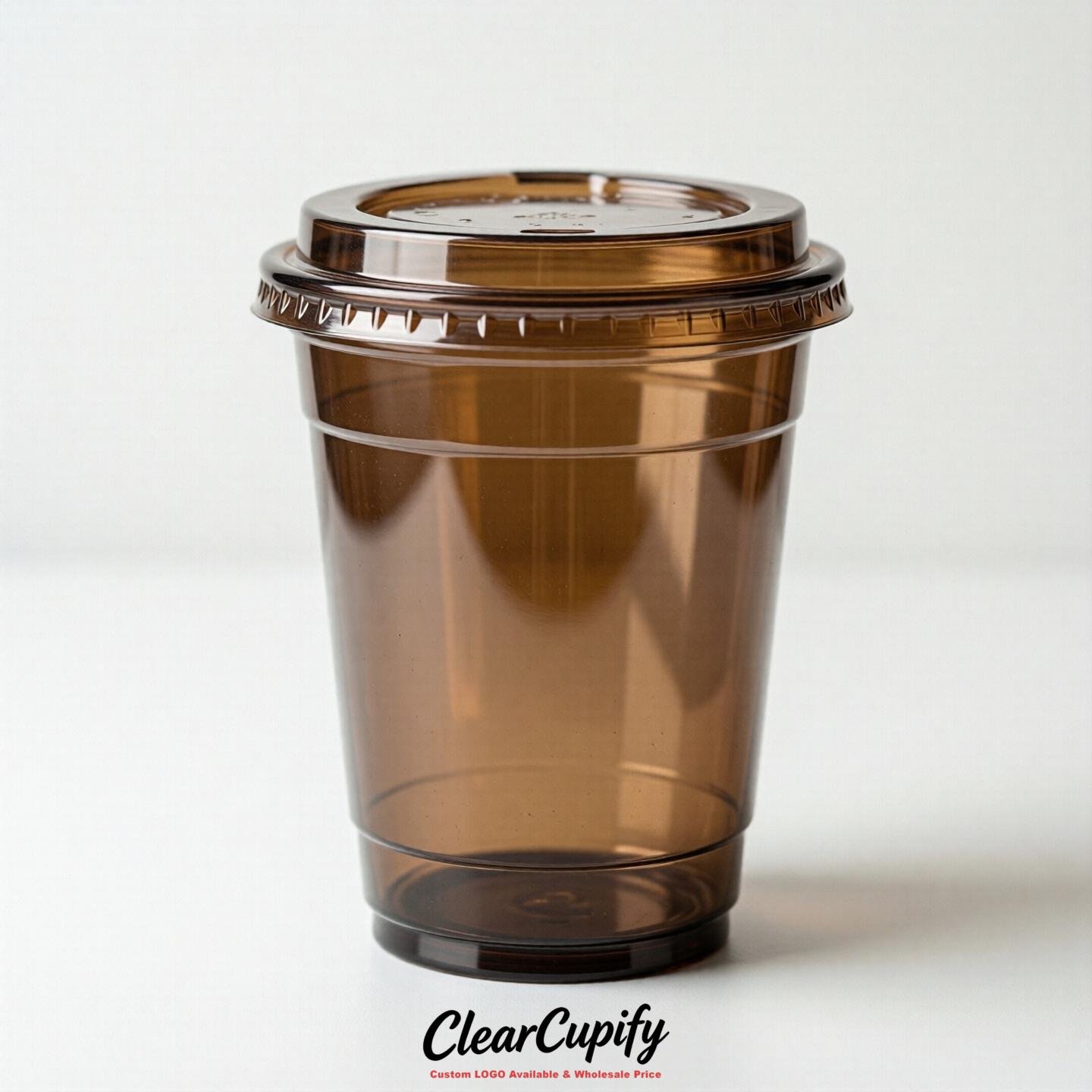 Blank Translucent Coffee Clear Plastic Cups with Lids - Choice of PET/PP/PLA