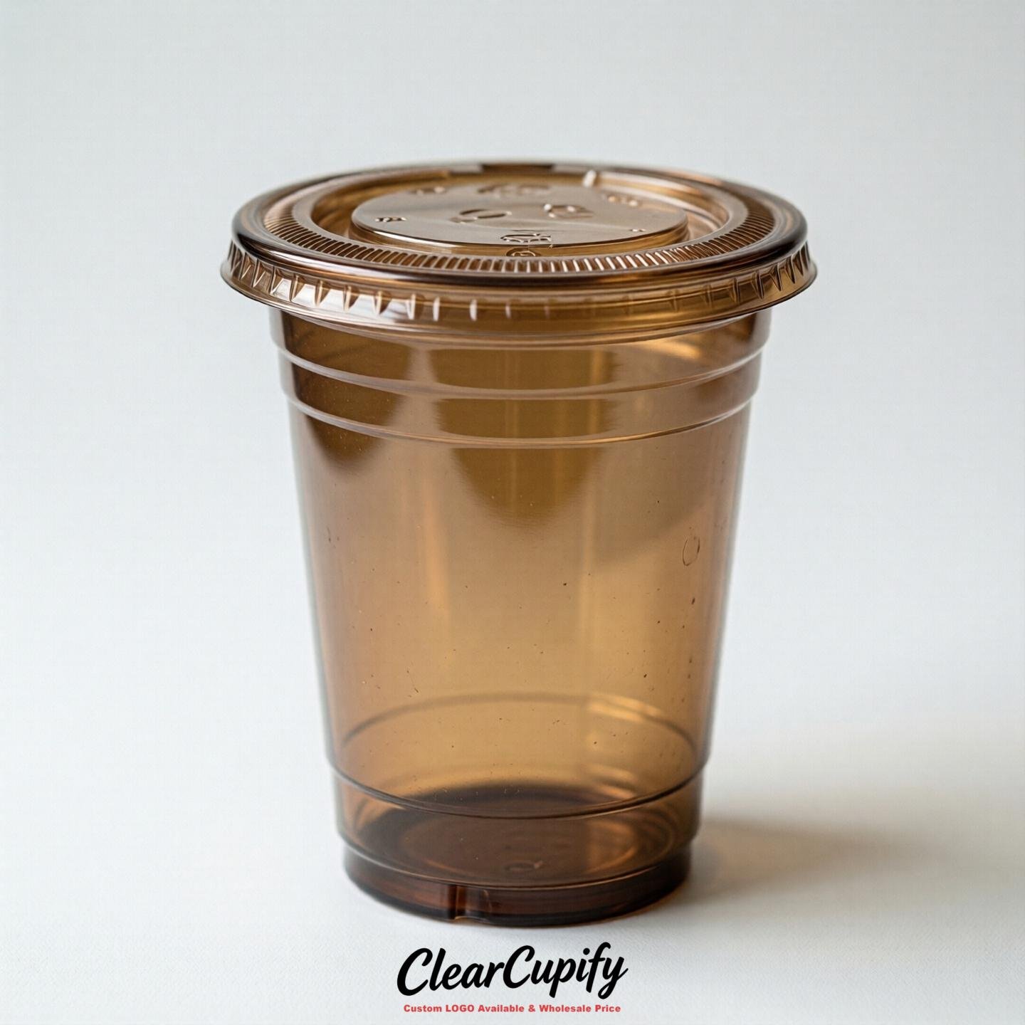 Blank Translucent Coffee Clear Plastic Cups with Lids - Choice of PET/PP/PLA