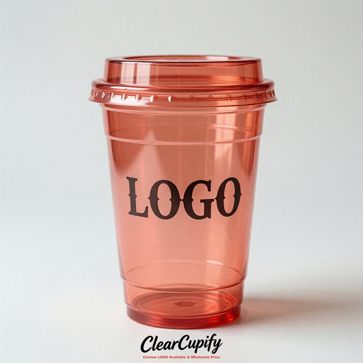 Coral Clear Plastic Cups with Custom Logo 12oz / 16oz / 20oz / 24oz / 32oz