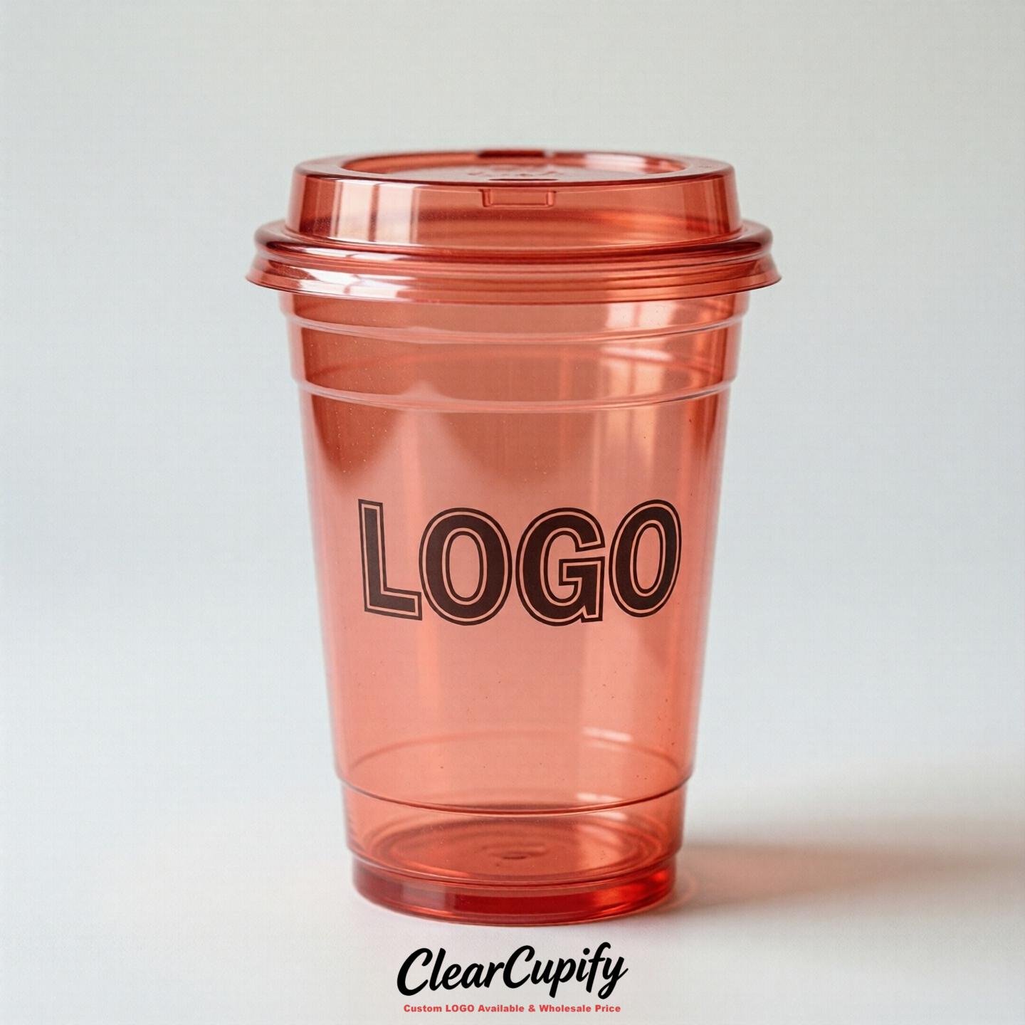 Coral Clear Plastic Cups with Custom Logo 12oz / 16oz / 20oz / 24oz / 32oz