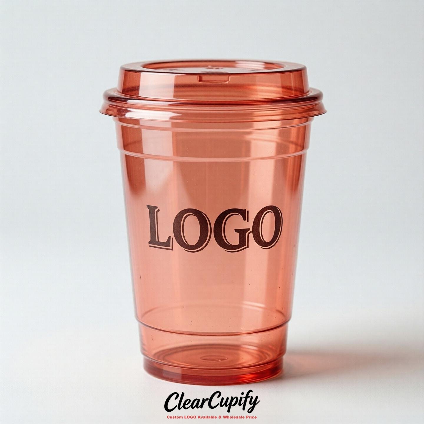 Coral Clear Plastic Cups with Custom Logo 12oz / 16oz / 20oz / 24oz / 32oz