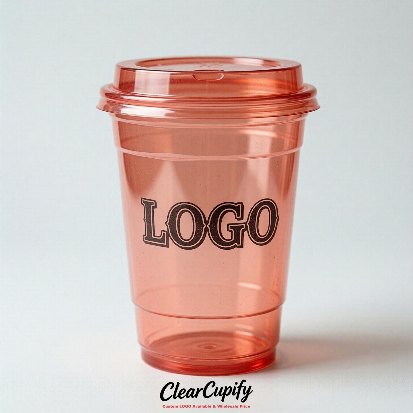 Coral Clear Plastic Cups with Custom Logo 12oz / 16oz / 20oz / 24oz / 32oz