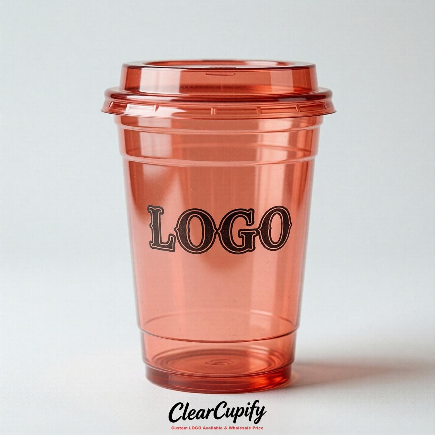 Coral Clear Plastic Cups with Custom Logo 12oz / 16oz / 20oz / 24oz / 32oz