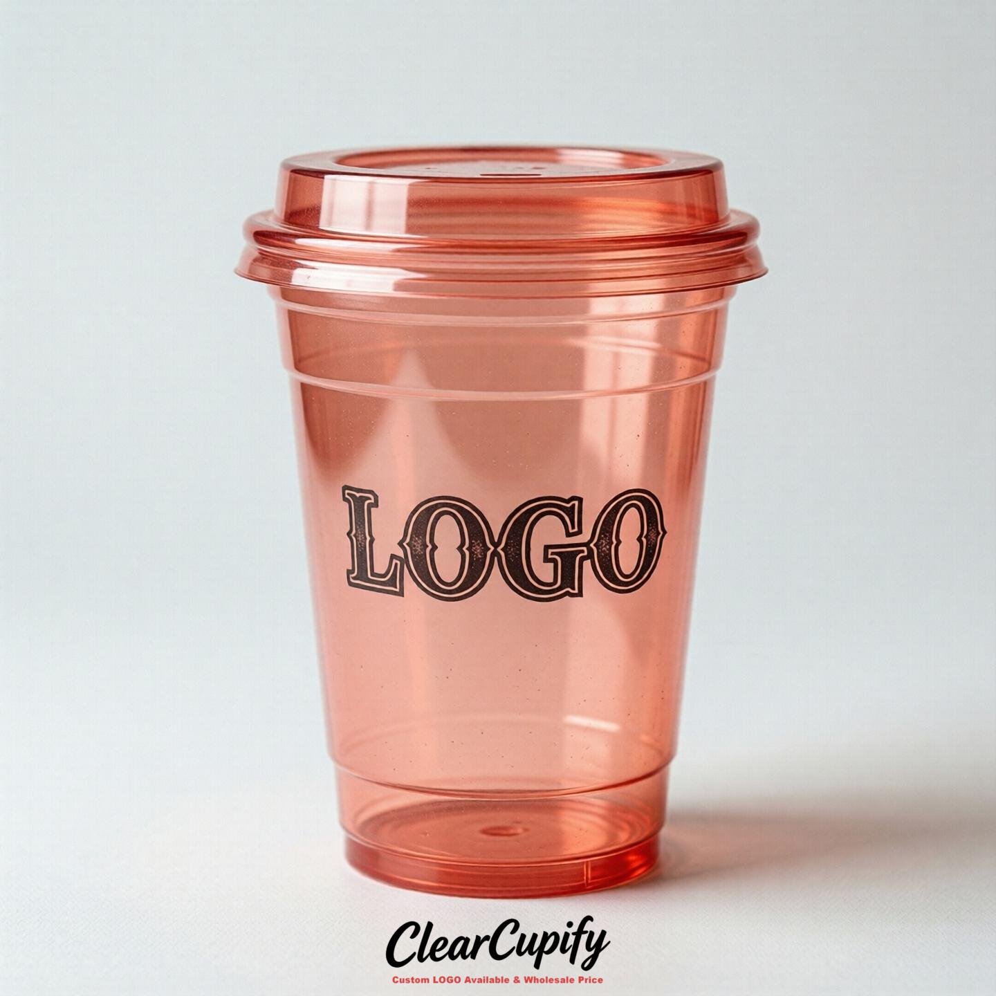 Coral Clear Plastic Cups with Custom Logo 12oz / 16oz / 20oz / 24oz / 32oz