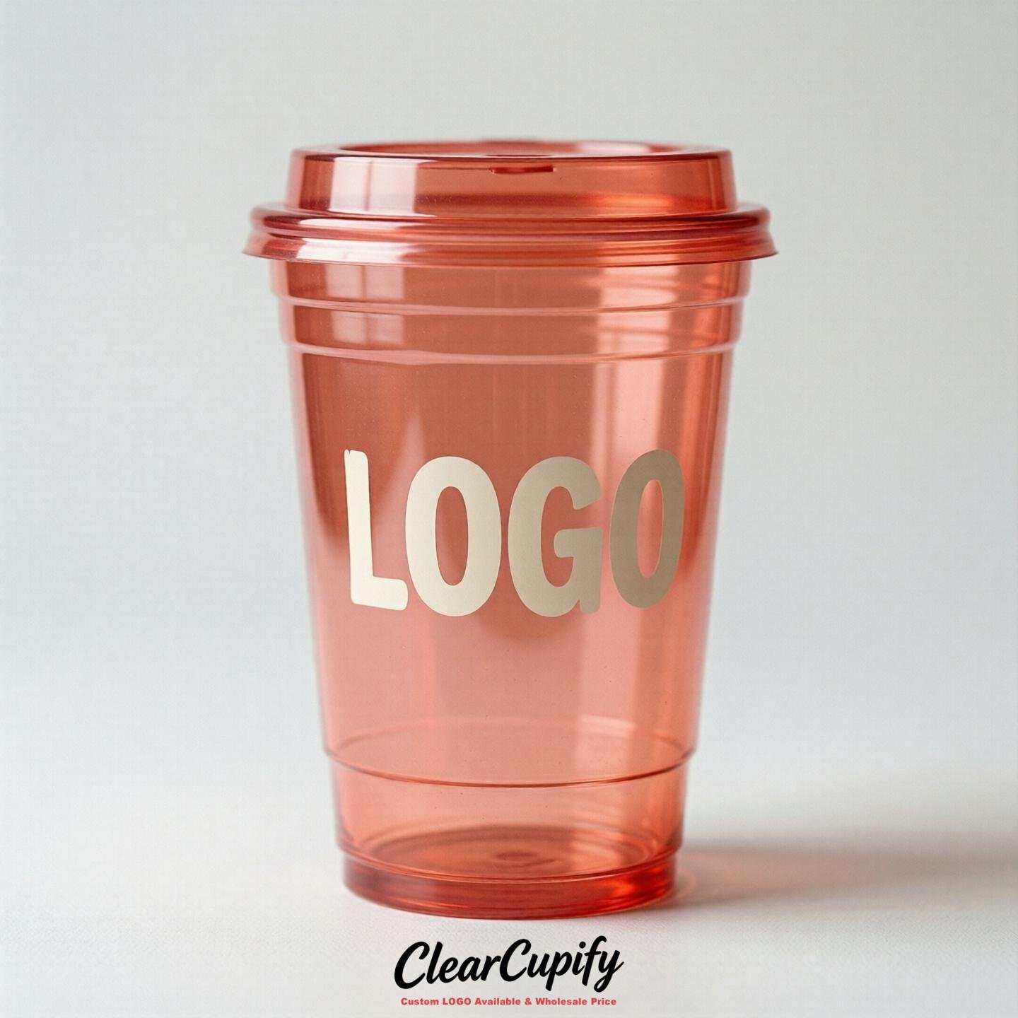 Coral Clear Plastic Cups with Custom Logo 12oz / 16oz / 20oz / 24oz / 32oz