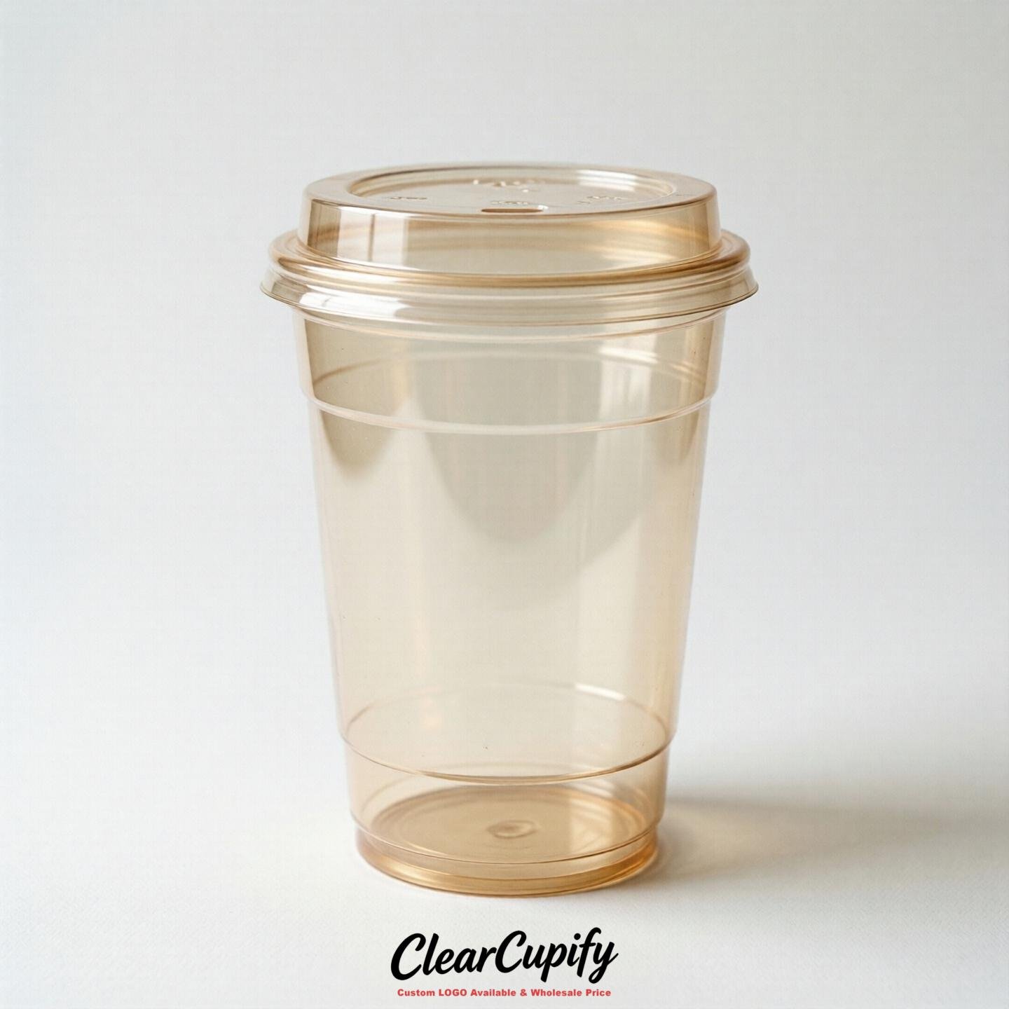 Blank Translucent Cream Clear Plastic Cups with Lids - Choice of PET/PP/PLA
