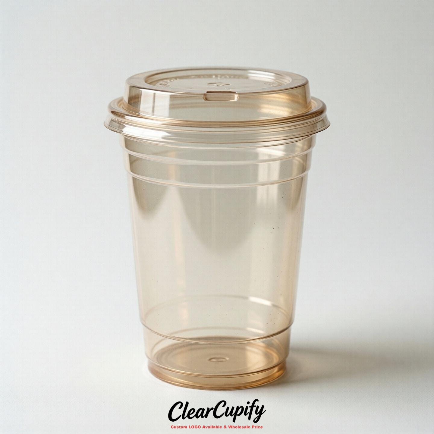 Blank Translucent Cream Clear Plastic Cups with Lids - Choice of PET/PP/PLA