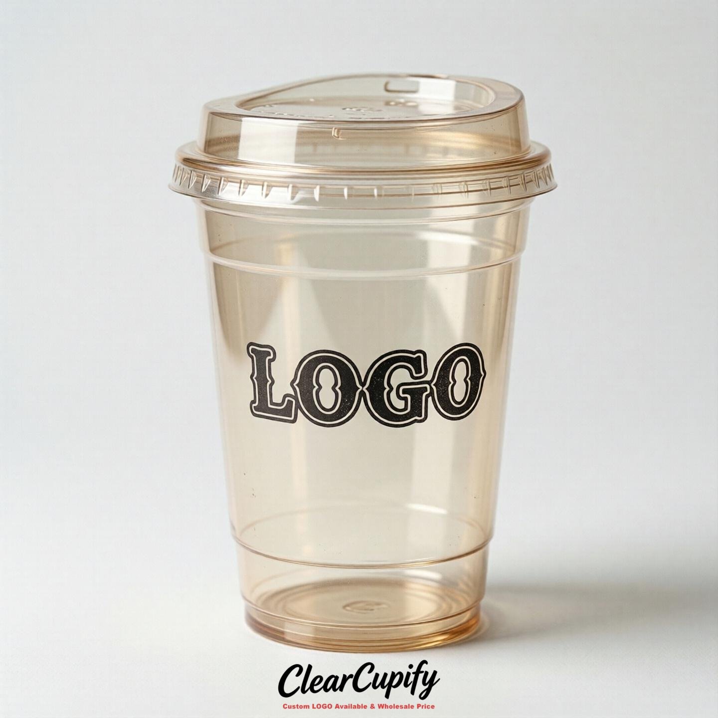 Cream Clear Plastic Cups with Custom Logo 12oz / 16oz / 20oz / 24oz / 32oz