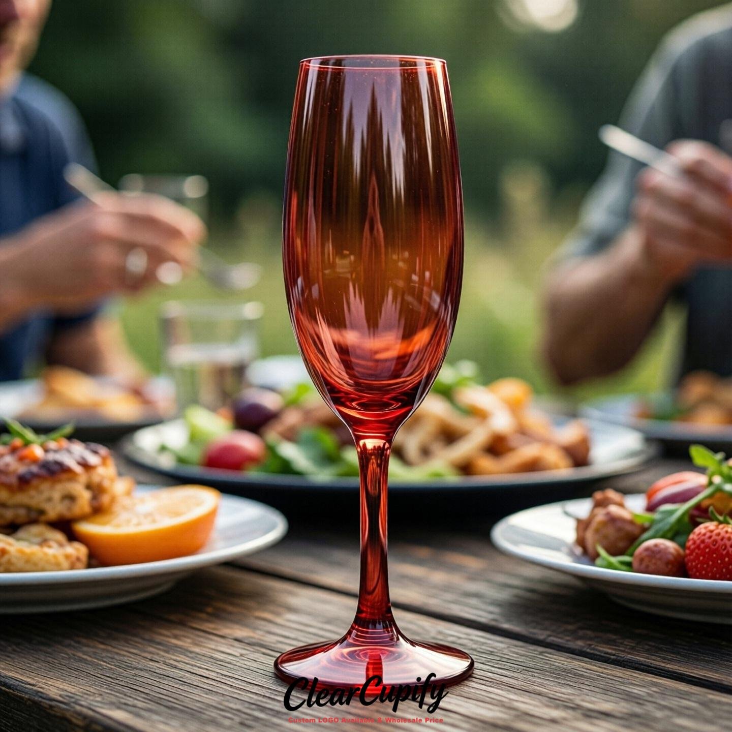 Crimson Clear Champagne Flutes - Wholesale 5oz/6oz/7oz Acrylic Champagne Glasses