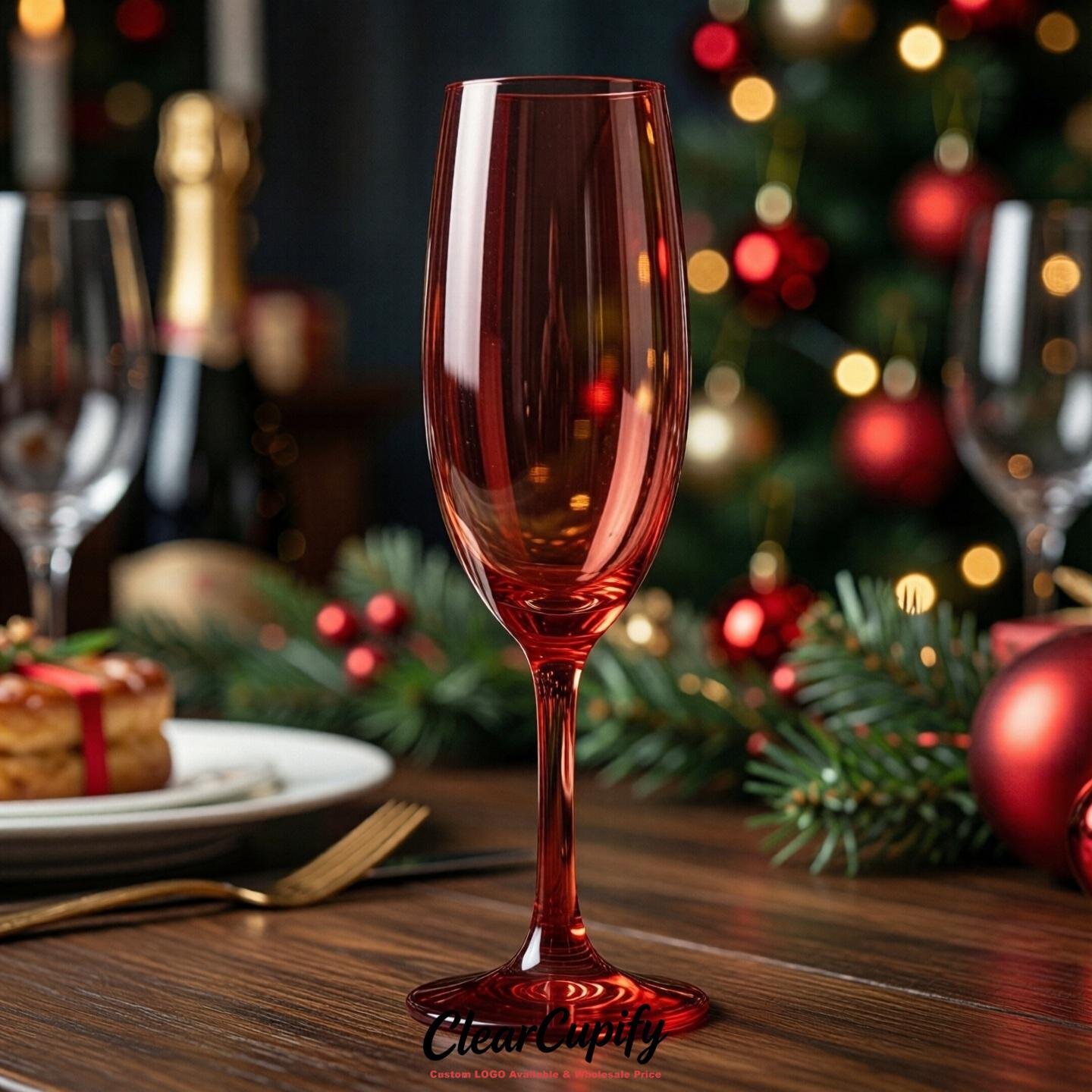 Crimson Clear Champagne Flutes - Wholesale 5oz/6oz/7oz Acrylic Champagne Glasses