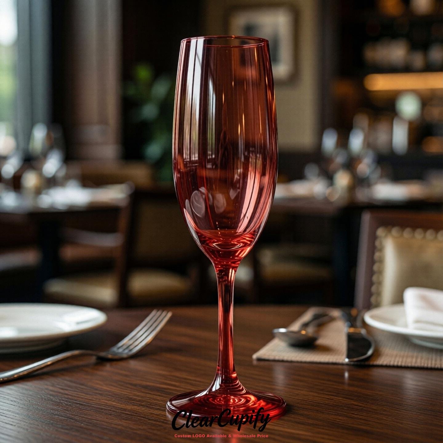 Crimson Clear Champagne Flutes - Wholesale 5oz/6oz/7oz Acrylic Champagne Glasses