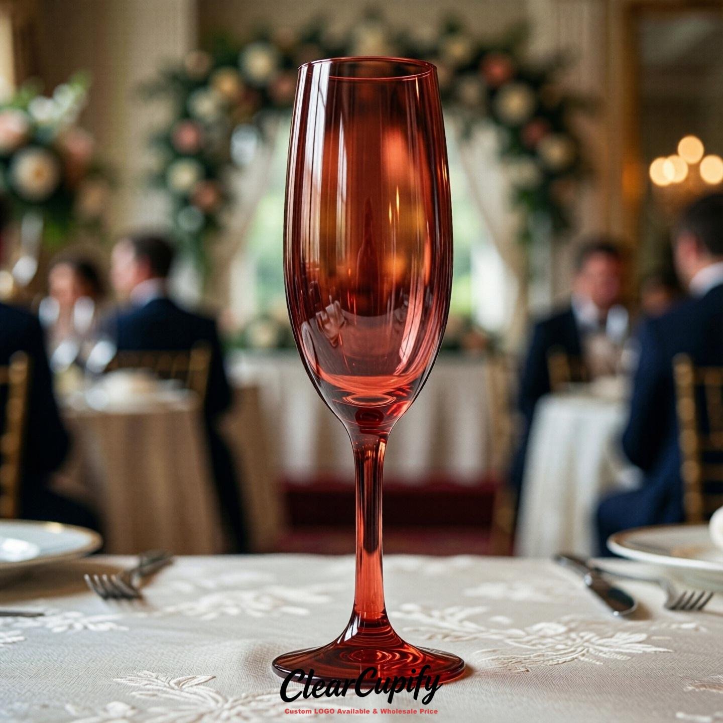 Crimson Clear Champagne Flutes - Wholesale 5oz/6oz/7oz Acrylic Champagne Glasses