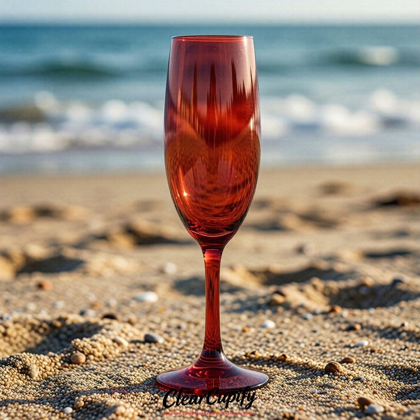 Crimson Clear Champagne Flutes - Wholesale 5oz/6oz/7oz Acrylic Champagne Glasses Crimson Clear Champagne Flutes - Wholesale 5oz/6oz/7oz Acrylic Champagne Glasses