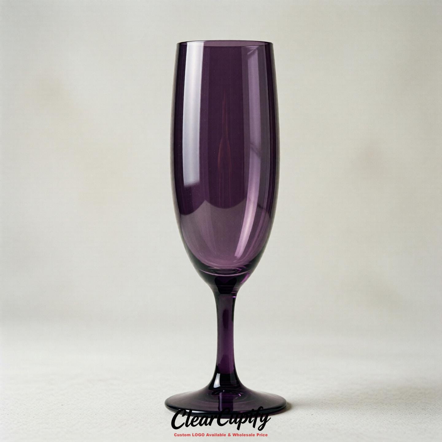 Dark Violet Clear Champagne Flutes - Wholesale 5oz/6oz/7oz Acrylic Champagne Glasses