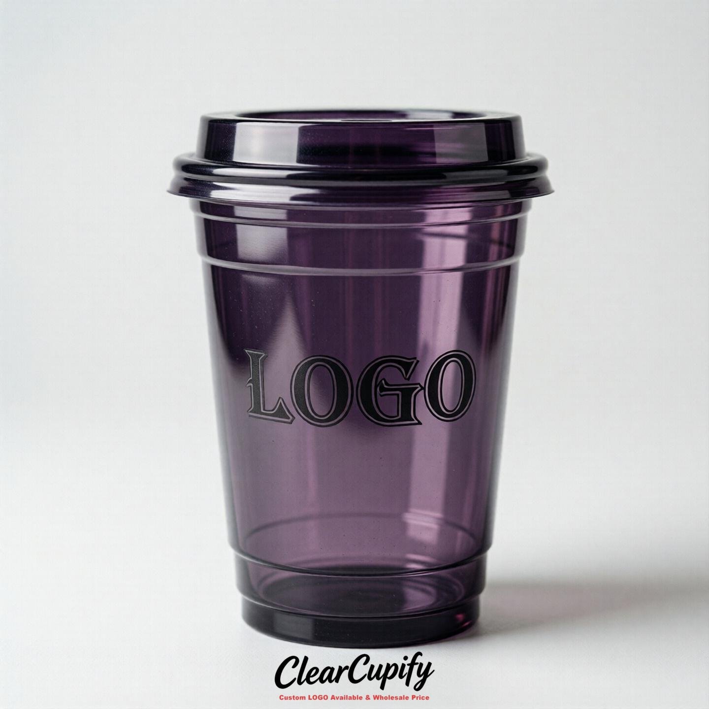 Dark Violet Clear Plastic Cups with Custom Logo 12oz / 16oz / 20oz / 24oz / 32oz