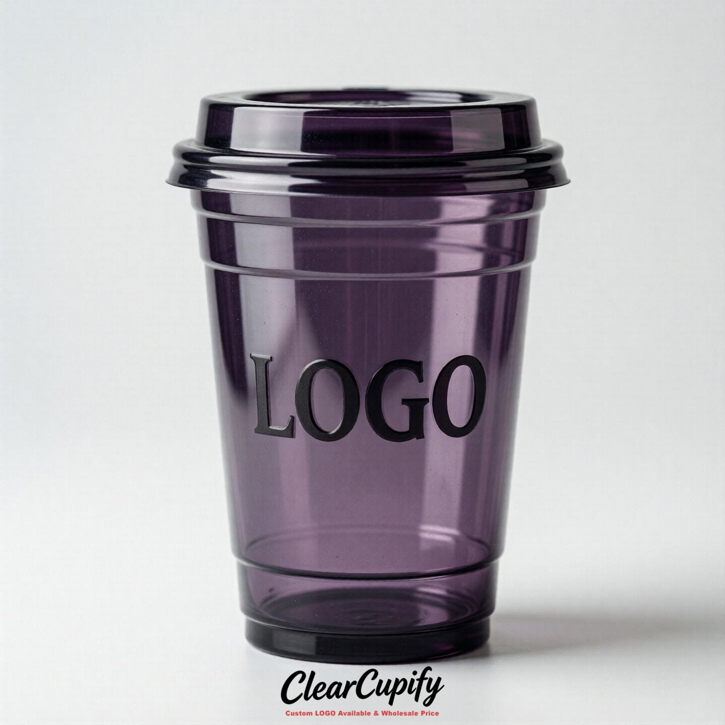 Dark Violet Clear Plastic Cups with Custom Logo 12oz / 16oz / 20oz / 24oz / 32oz