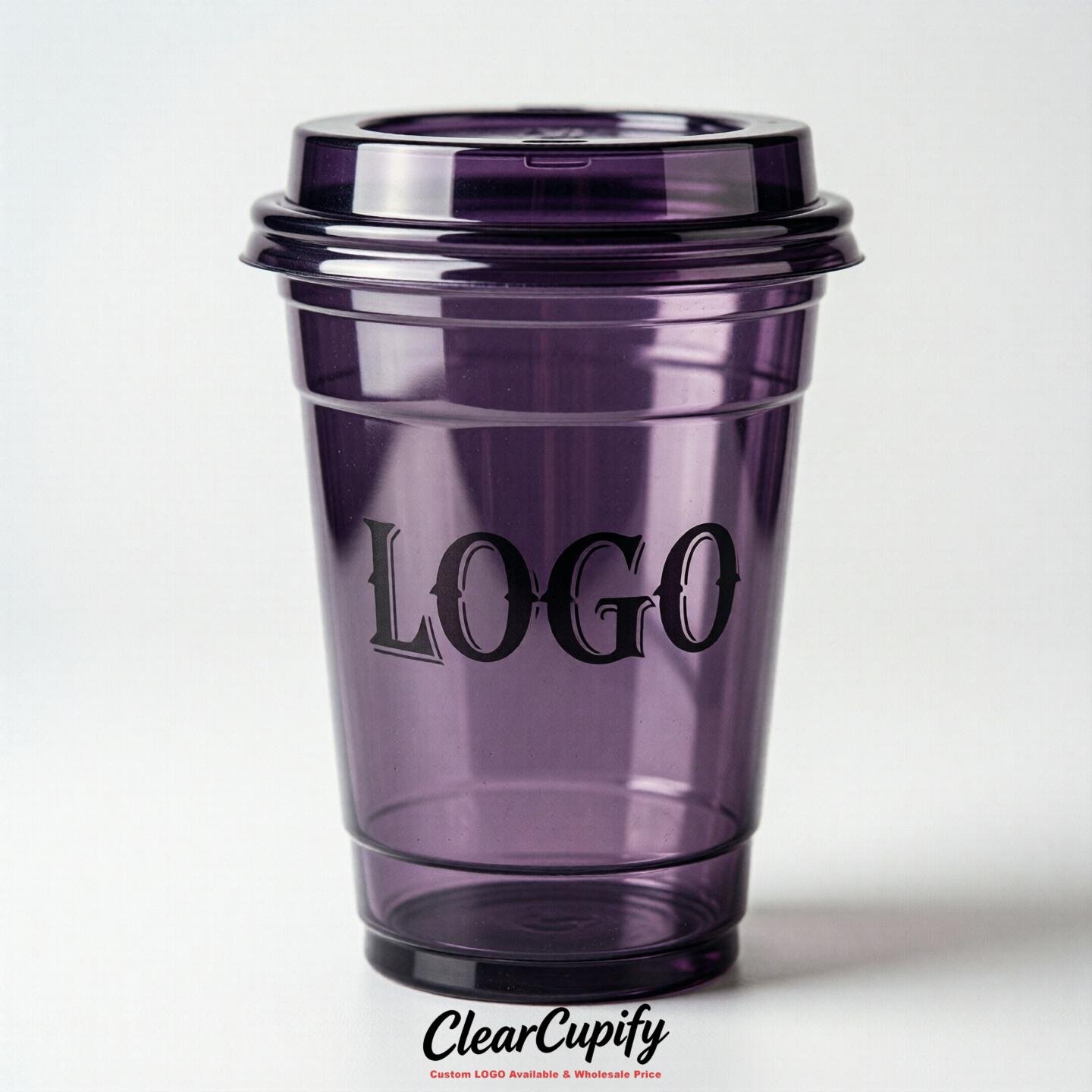 Dark Violet Clear Plastic Cups with Custom Logo 12oz / 16oz / 20oz / 24oz / 32oz