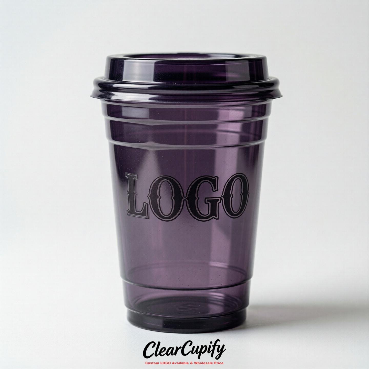 Dark Violet Clear Plastic Cups with Custom Logo 12oz / 16oz / 20oz / 24oz / 32oz