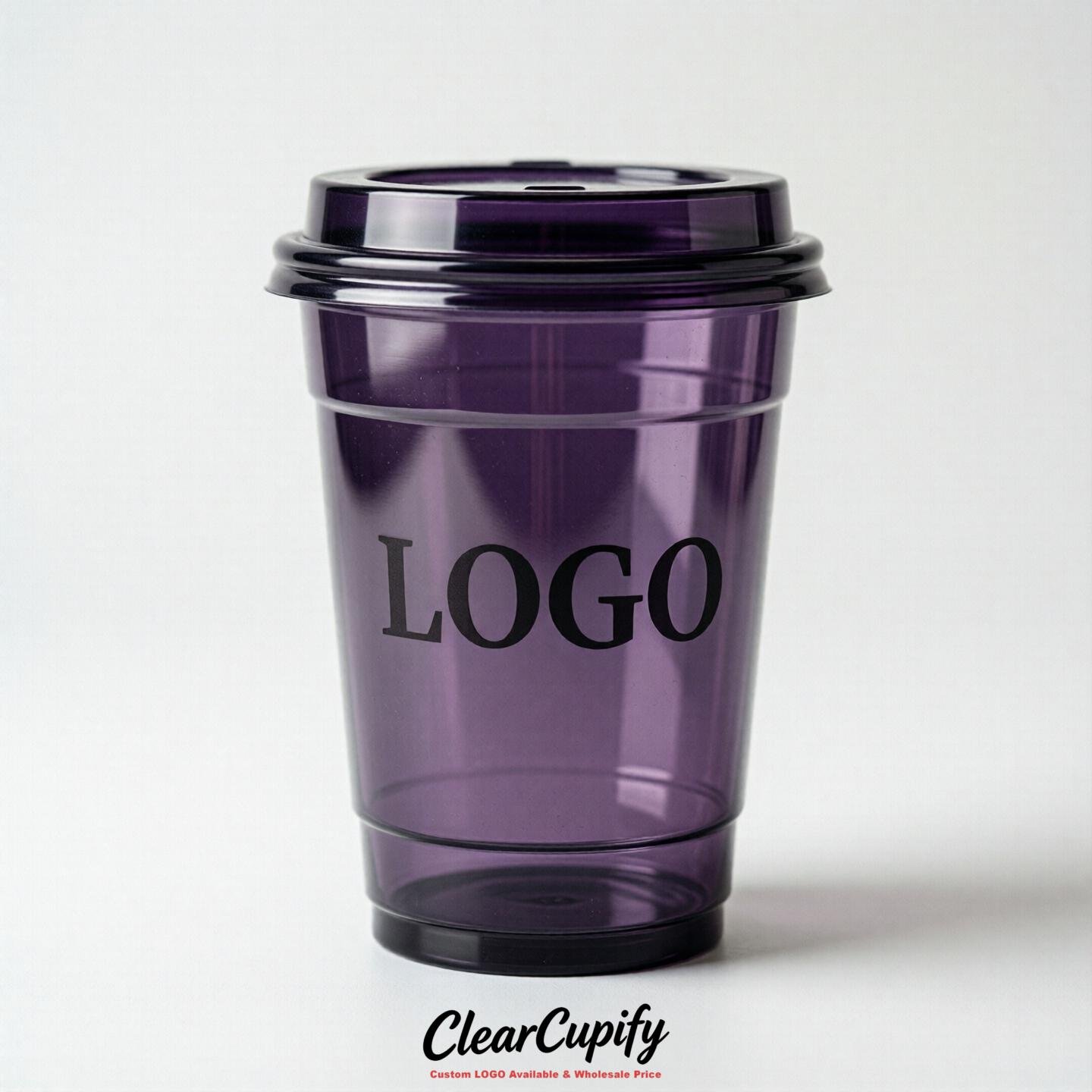 Dark Violet Clear Plastic Cups with Custom Logo 12oz / 16oz / 20oz / 24oz / 32oz