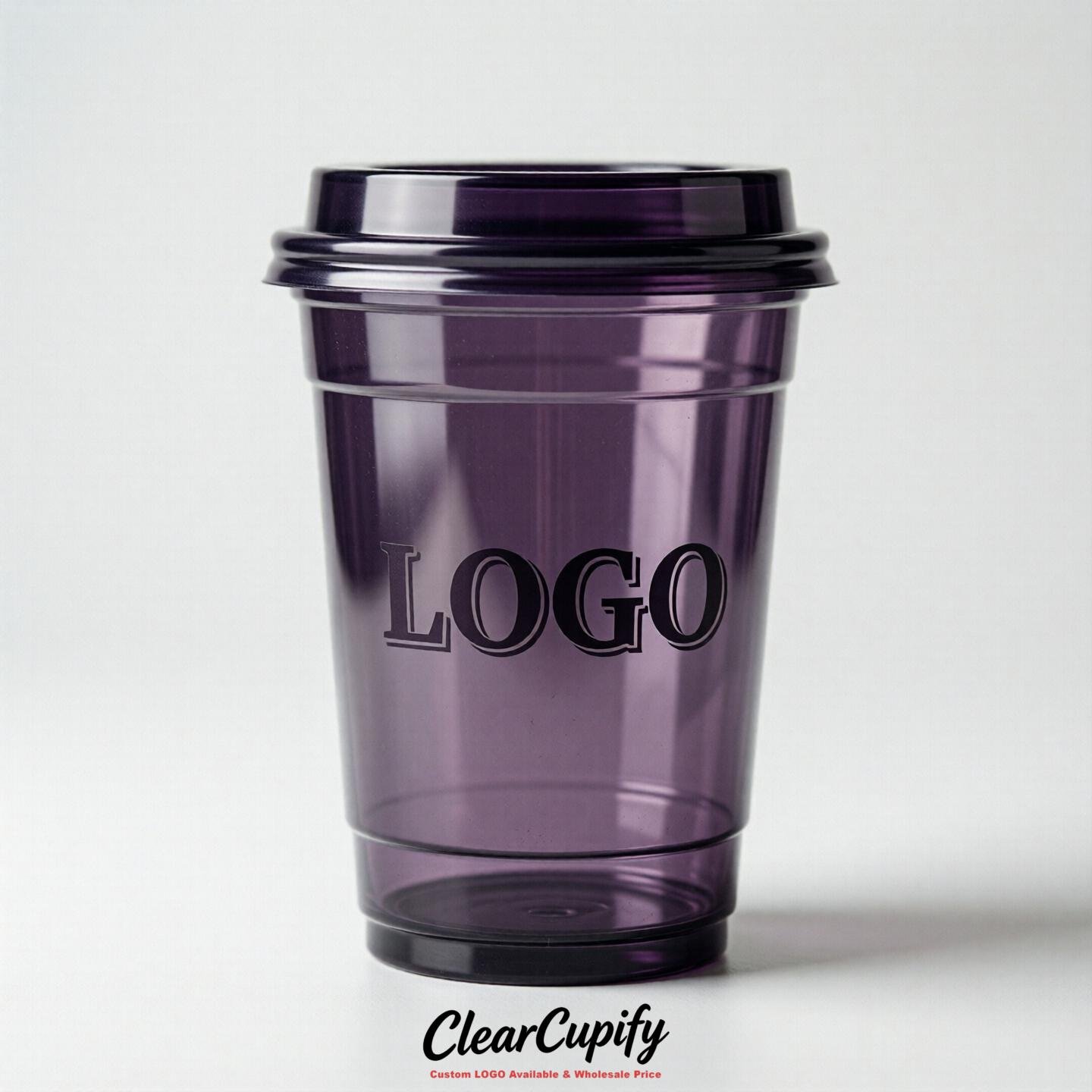 Dark Violet Clear Plastic Cups with Custom Logo 12oz / 16oz / 20oz / 24oz / 32oz