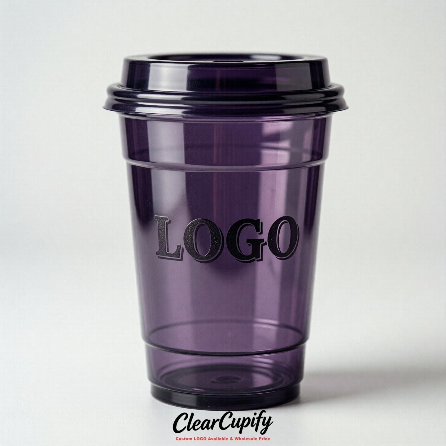 Dark Violet Clear Plastic Cups with Custom Logo 12oz / 16oz / 20oz / 24oz / 32oz