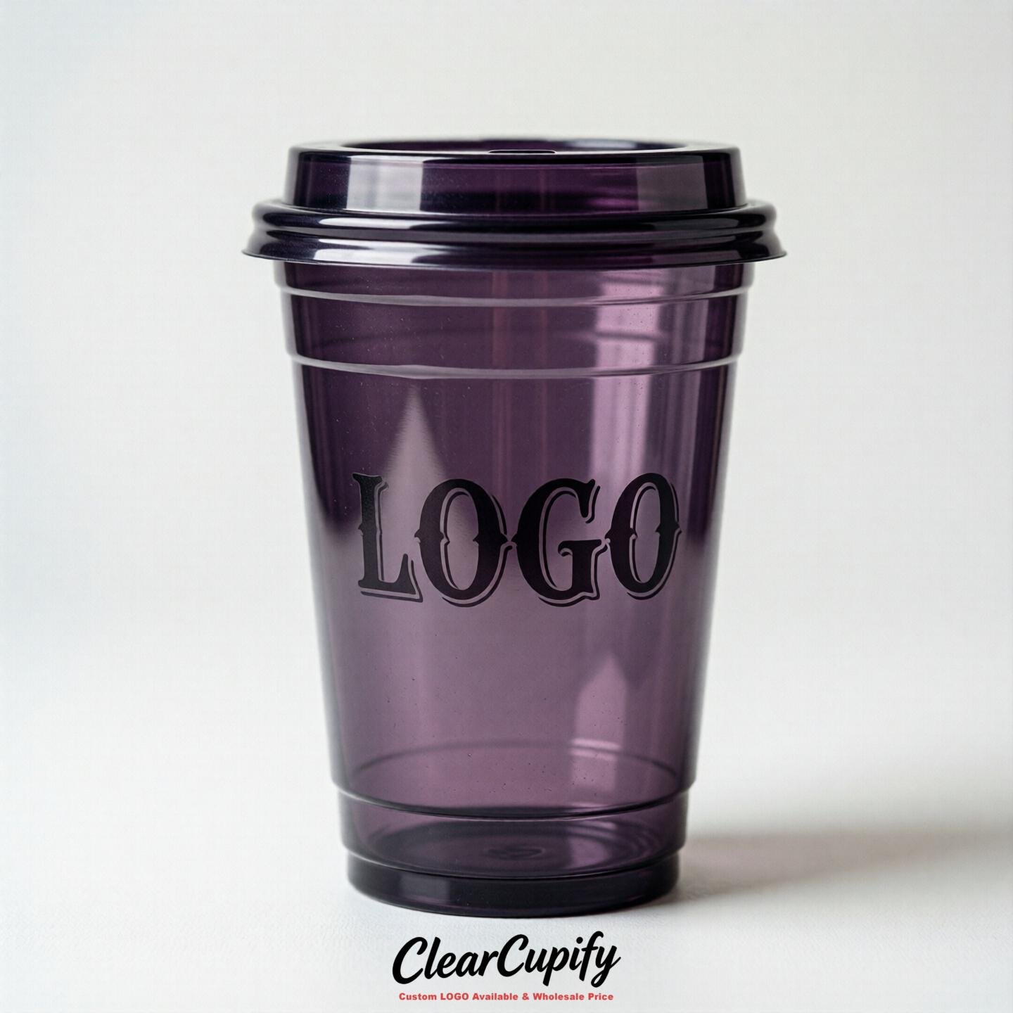 Dark Violet Clear Plastic Cups with Custom Logo 12oz / 16oz / 20oz / 24oz / 32oz