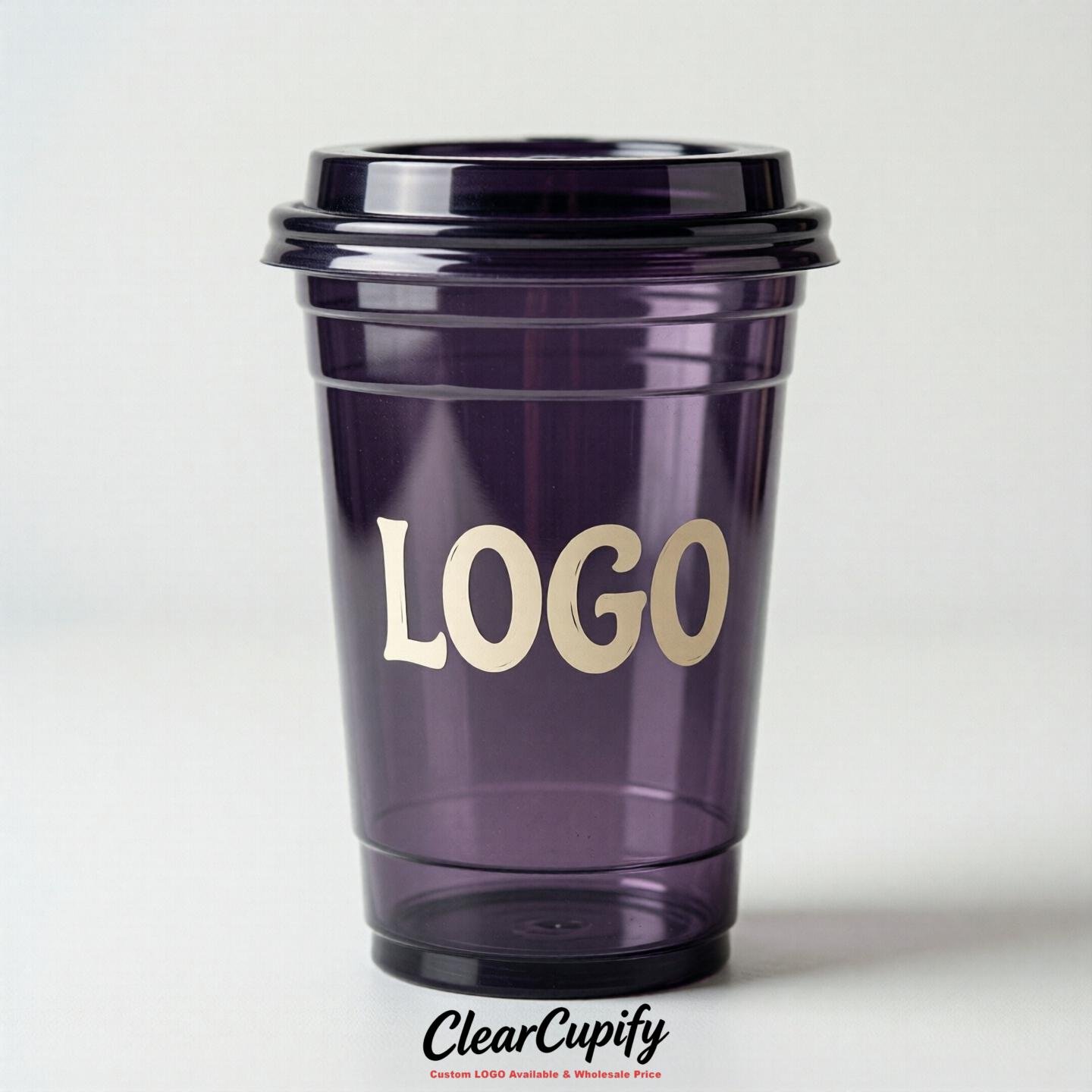 Dark Violet Clear Plastic Cups with Custom Logo 12oz / 16oz / 20oz / 24oz / 32oz