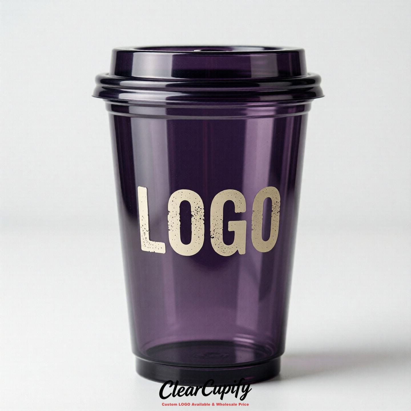Dark Violet Clear Plastic Cups with Custom Logo 12oz / 16oz / 20oz / 24oz / 32oz