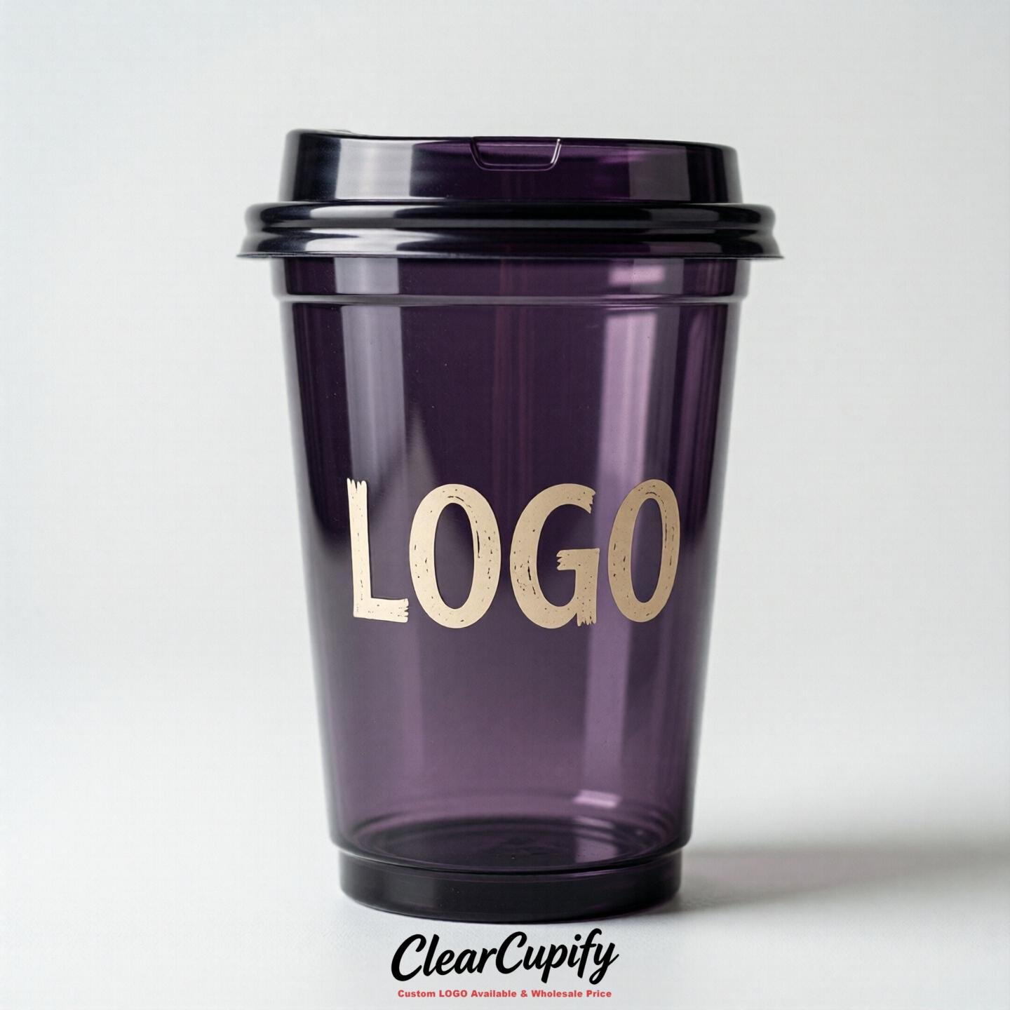 Dark Violet Clear Plastic Cups with Custom Logo 12oz / 16oz / 20oz / 24oz / 32oz
