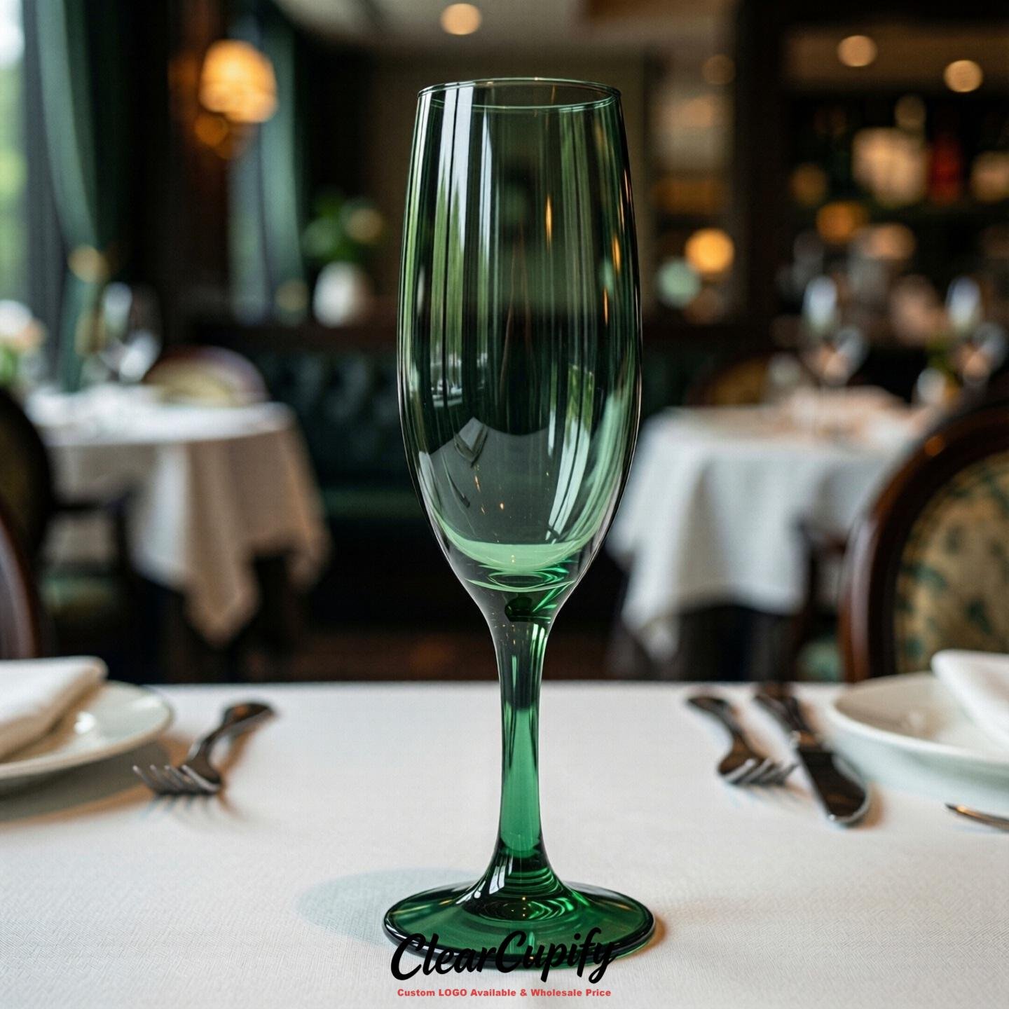 Forest Green Clear Champagne Flutes - Wholesale 5oz/6oz/7oz Acrylic Champagne Glasses