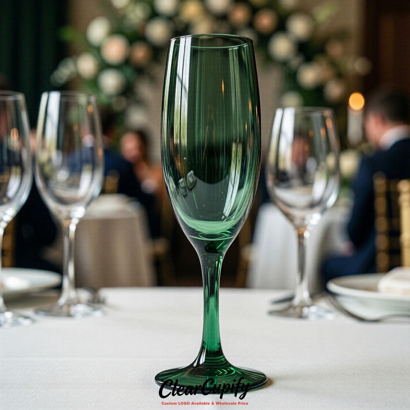 Forest Green Clear Champagne Flutes - Wholesale 5oz/6oz/7oz Acrylic Champagne Glasses
