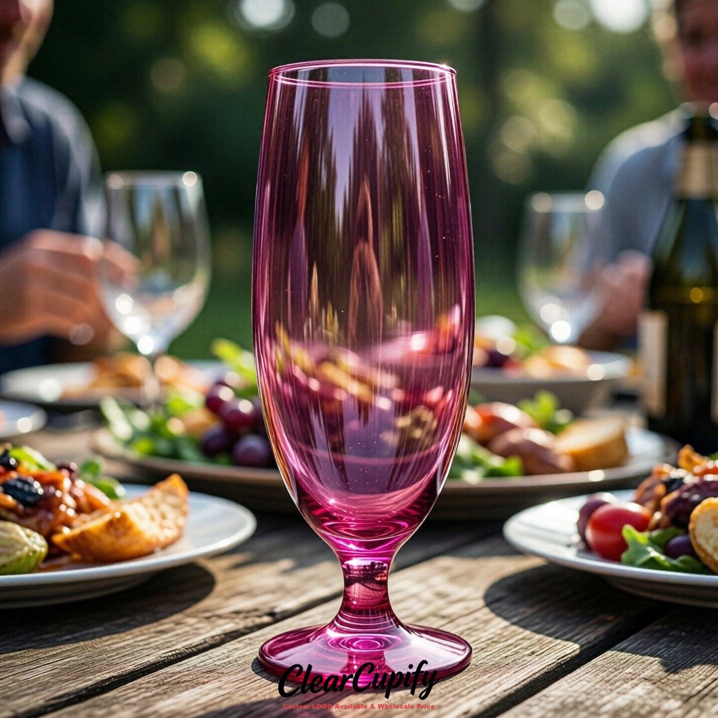 Fuchsia Clear Champagne Flutes - Wholesale 5oz/6oz/7oz Acrylic Champagne Glasses