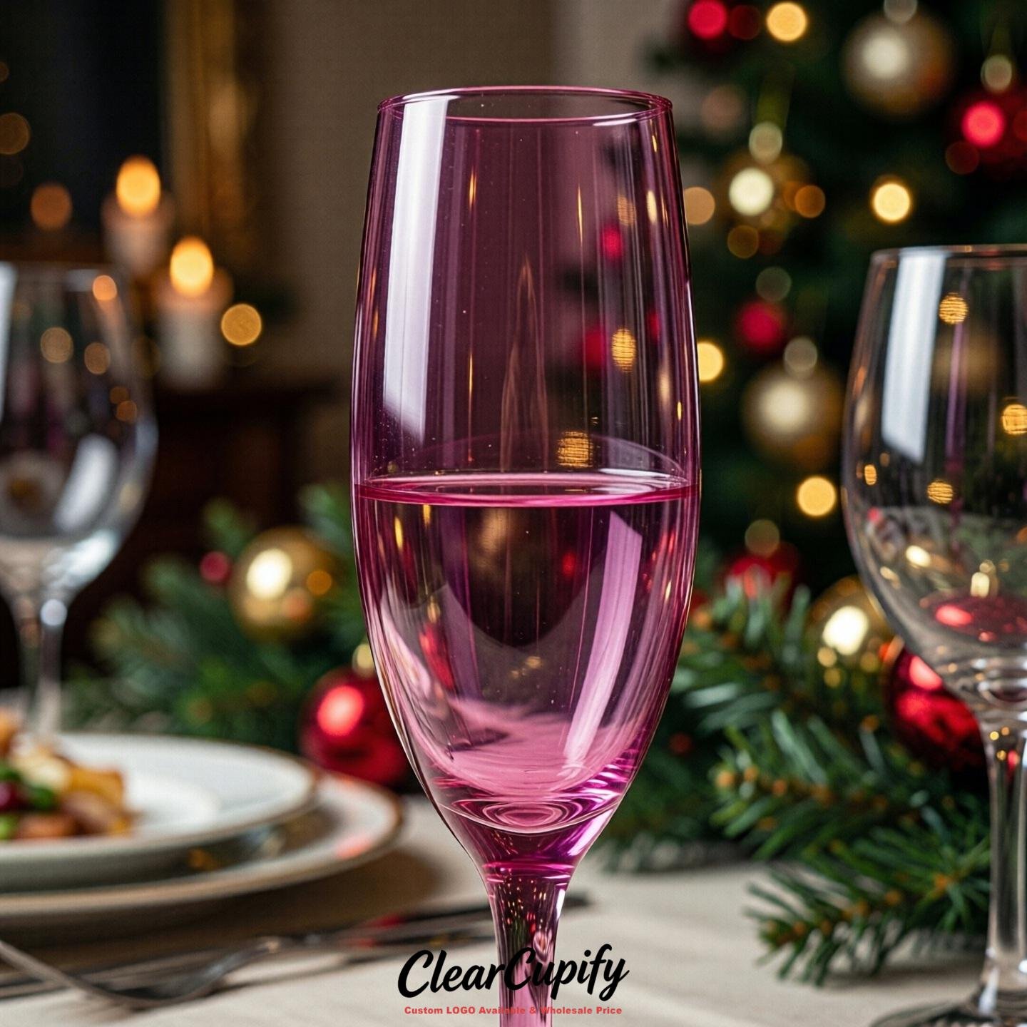 Fuchsia Clear Champagne Flutes - Wholesale 5oz/6oz/7oz Acrylic Champagne Glasses