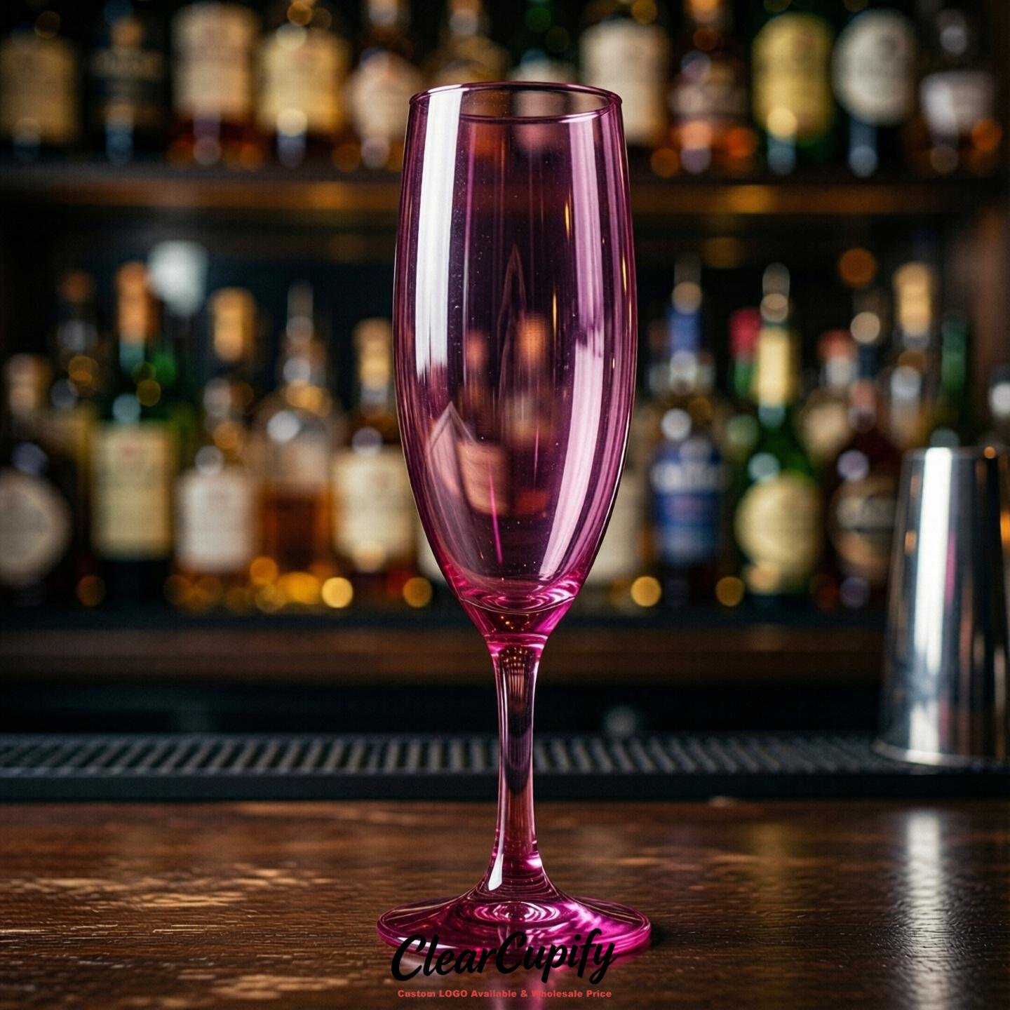 Fuchsia Clear Champagne Flutes - Wholesale 5oz/6oz/7oz Acrylic Champagne Glasses